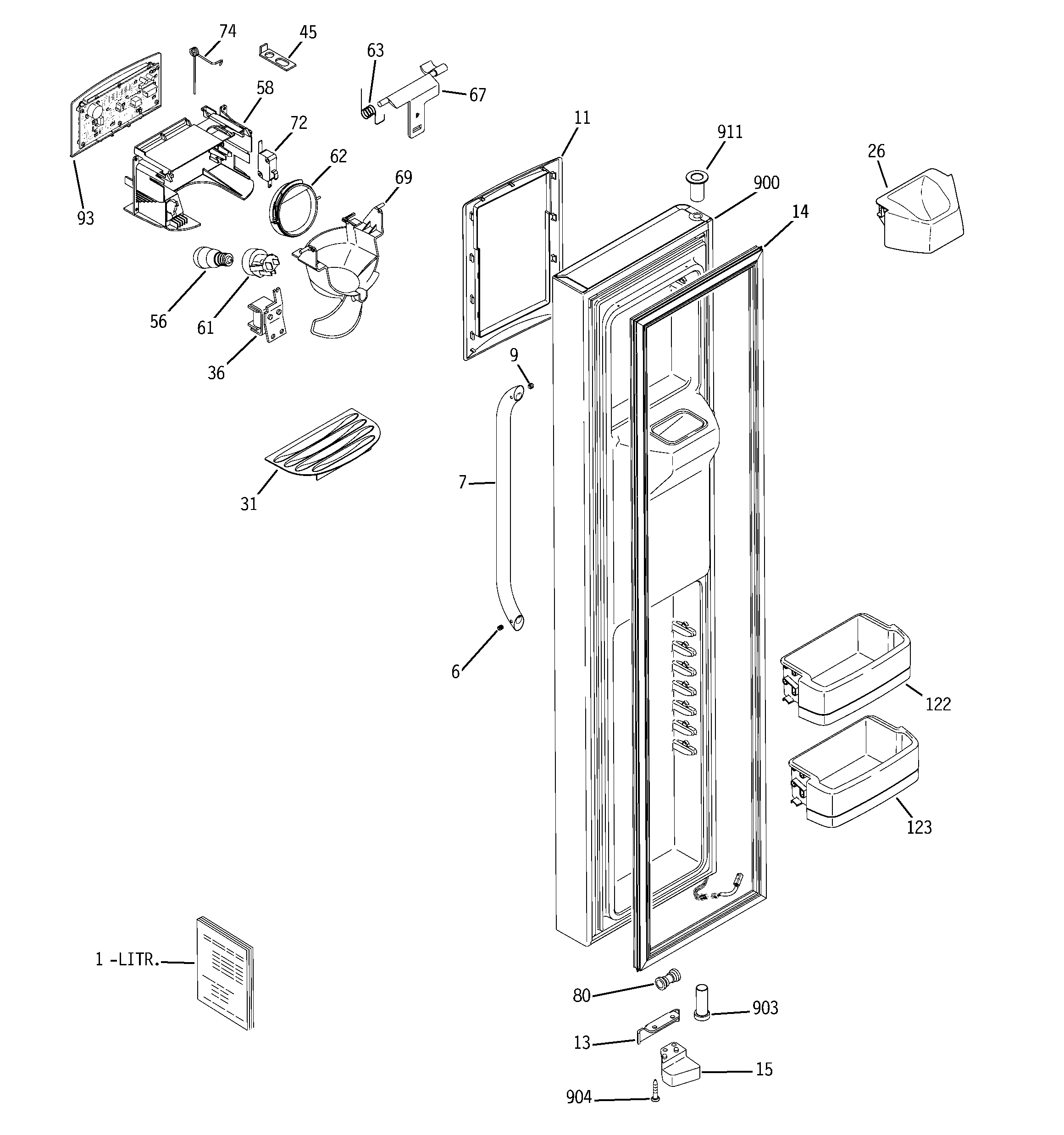 GE DSHF5PGXAEWW freezer door diagram