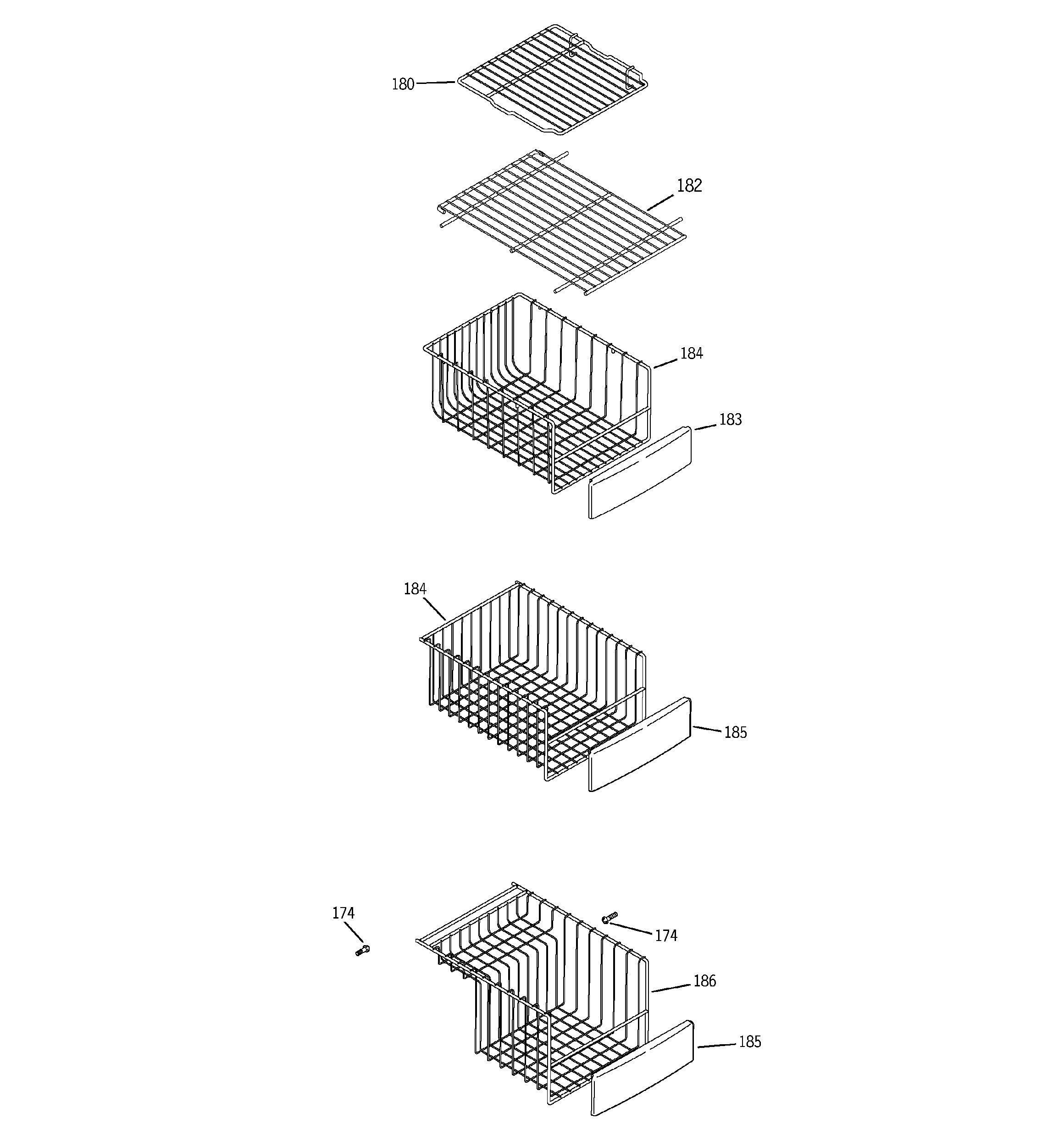 GE DSHF5PGXAEWW freezer shelves diagram