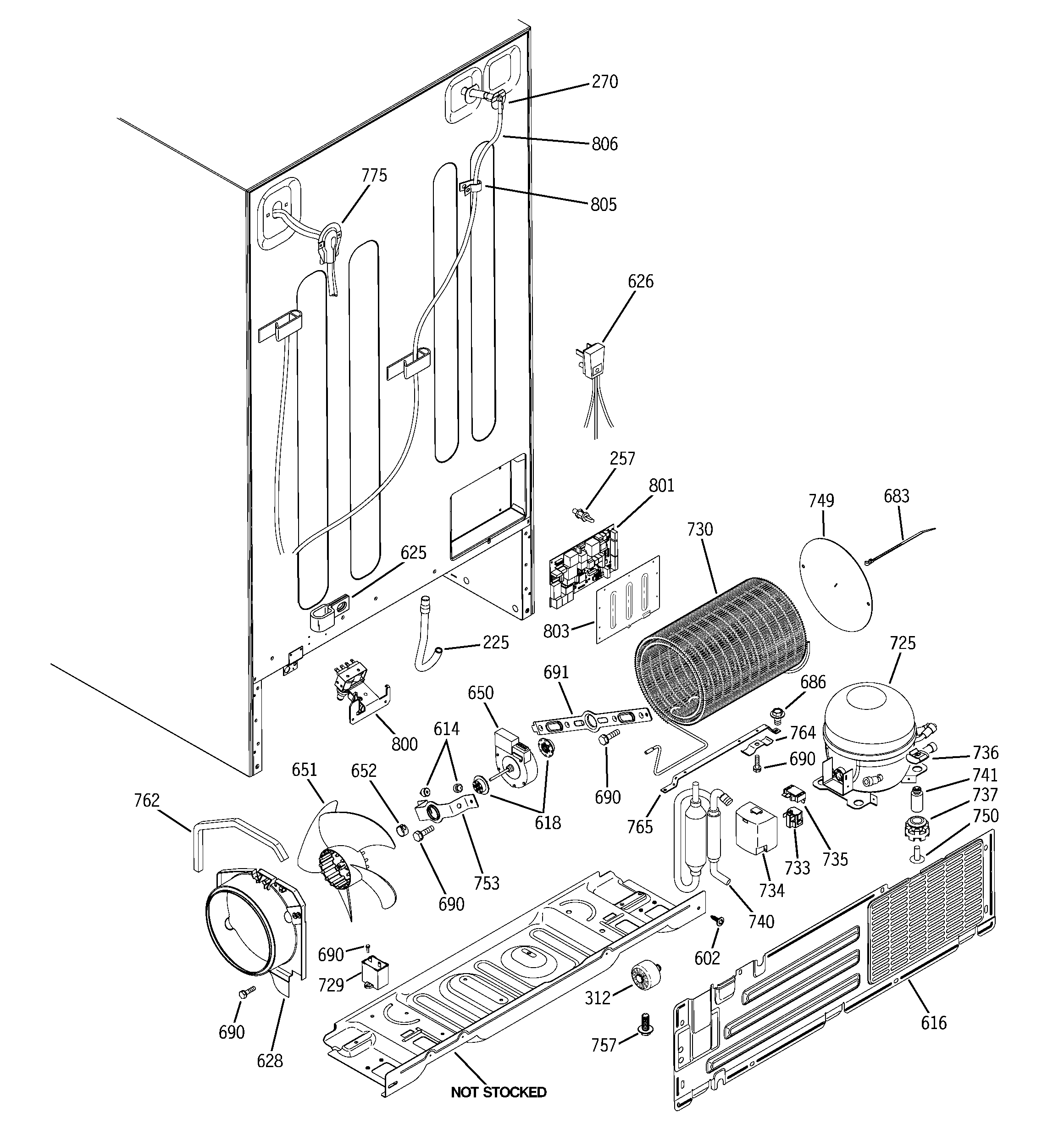 GE DSHF5PGXAEWW sealed system & mother board diagram