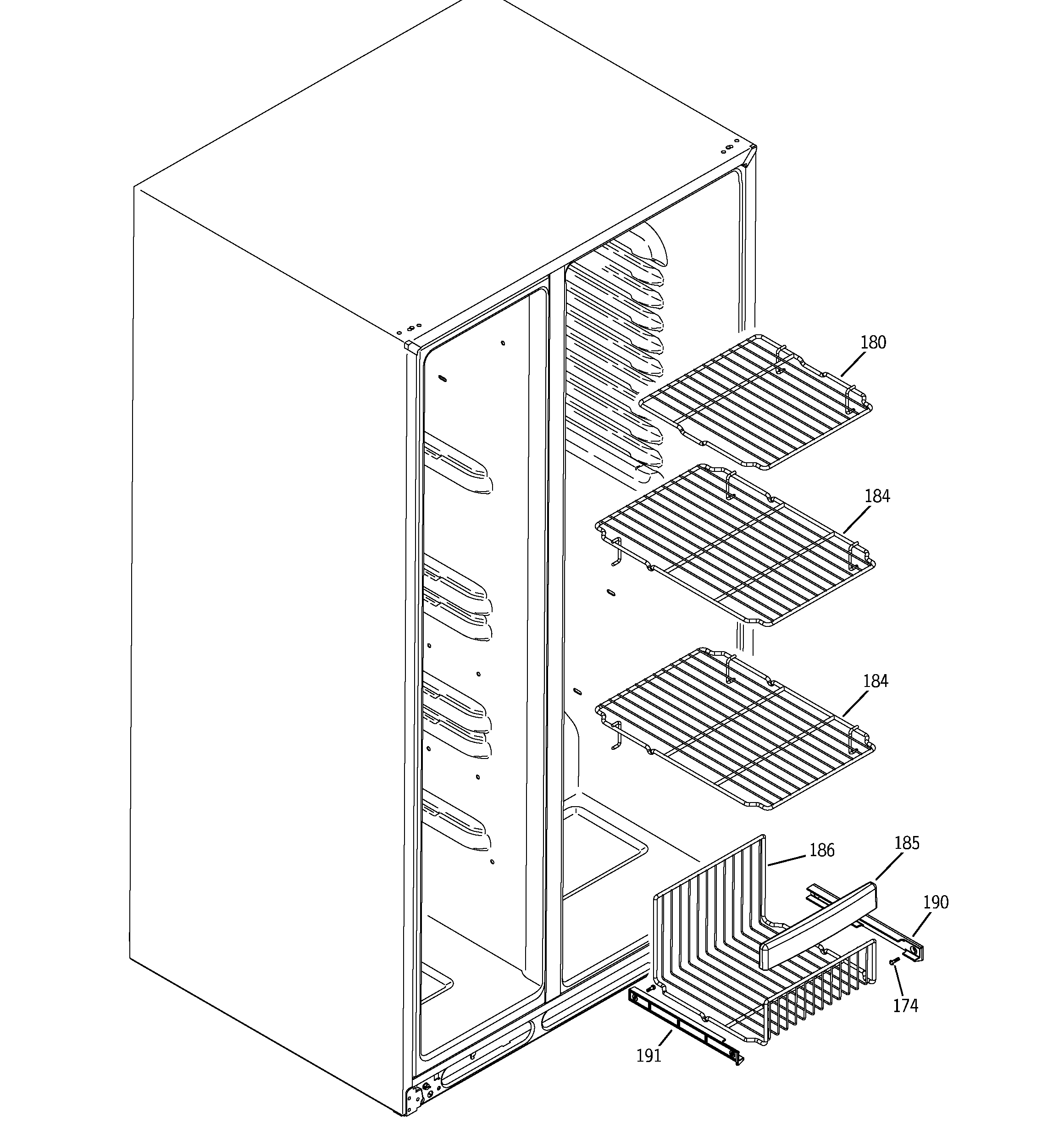 GE GSHS5PGXAESS freezer shelves diagram