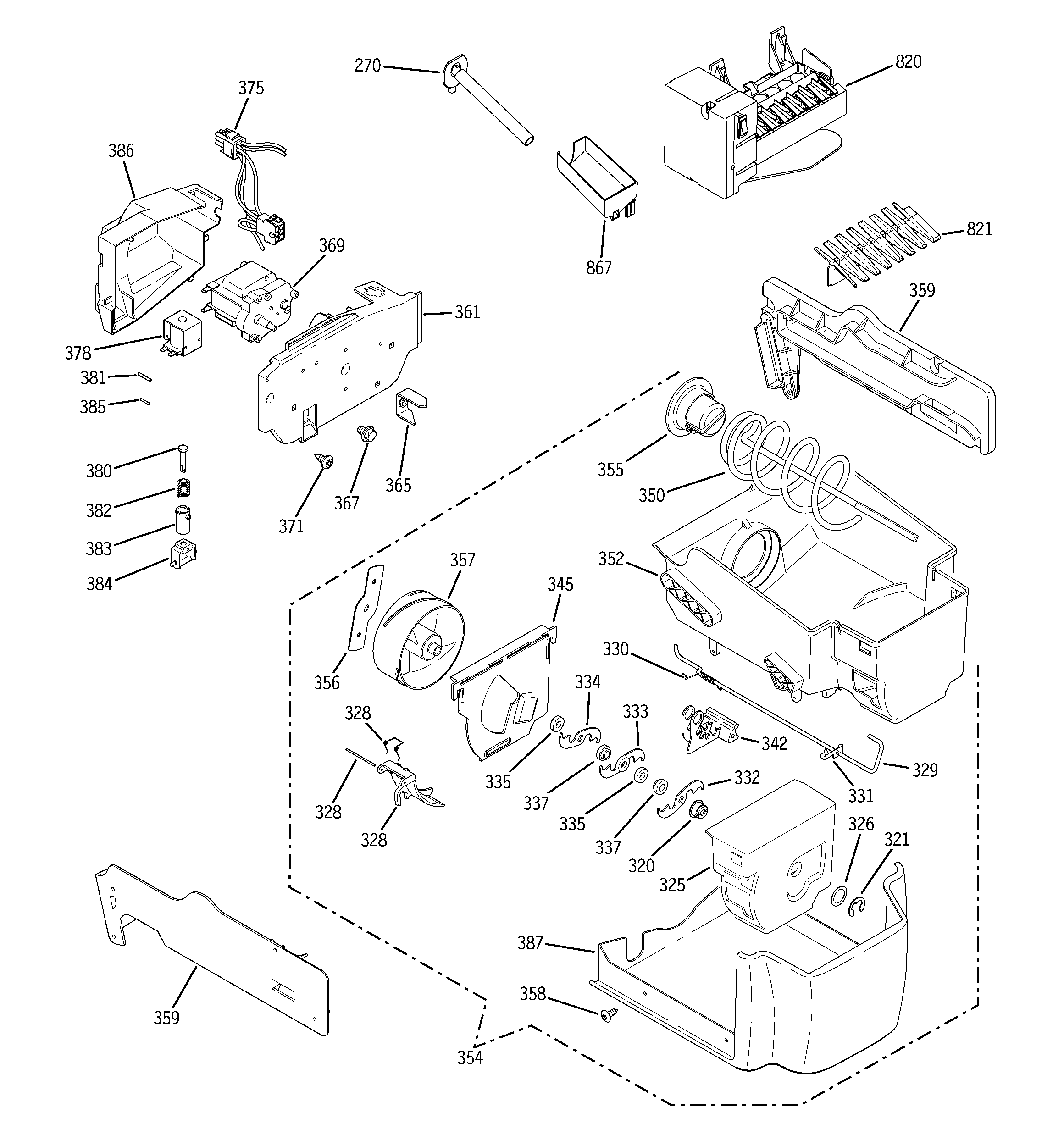 GE GSHS5PGXAESS ice maker & dispenser diagram