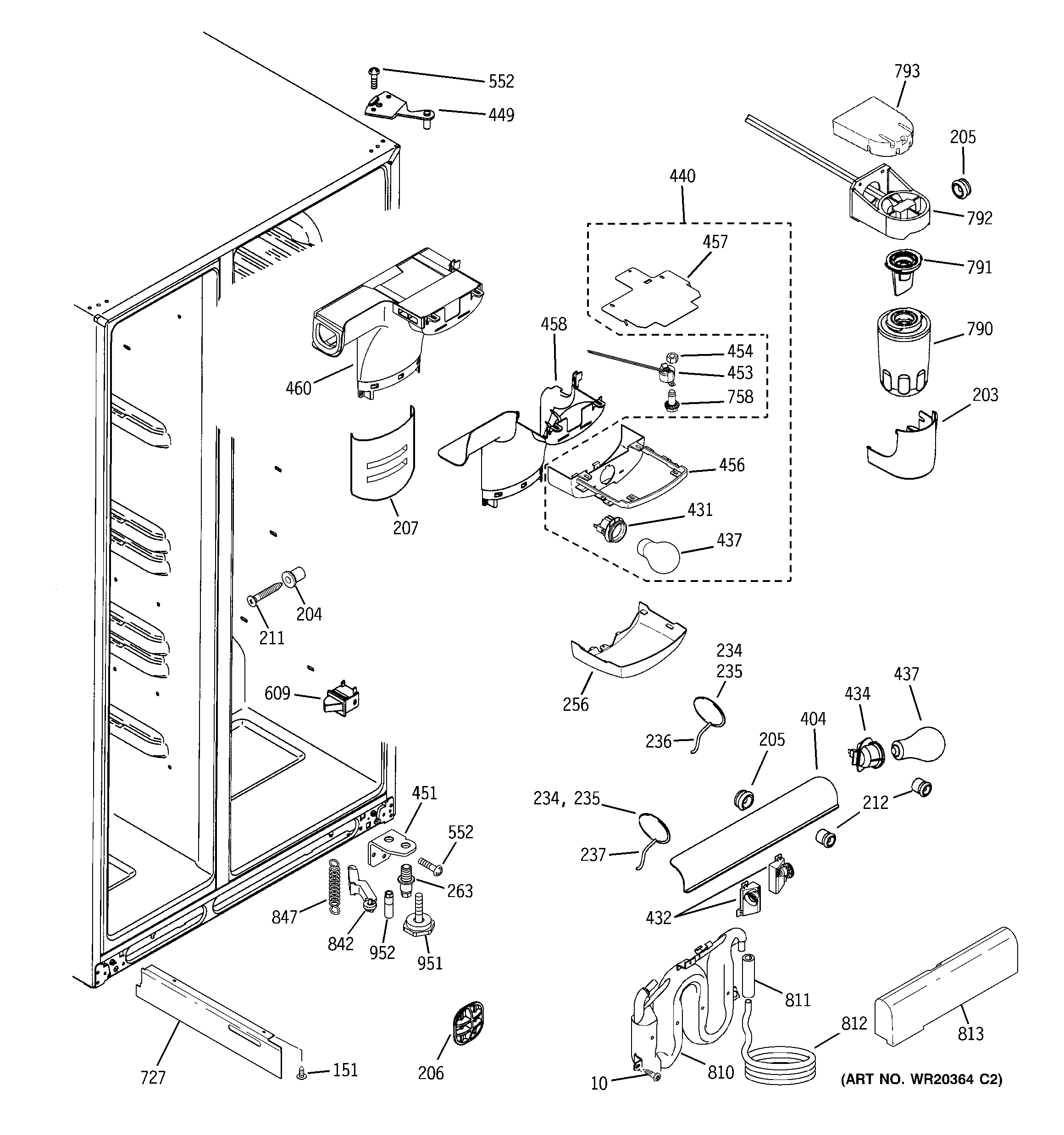 GE LSHF5MGXBEBB fresh food section diagram