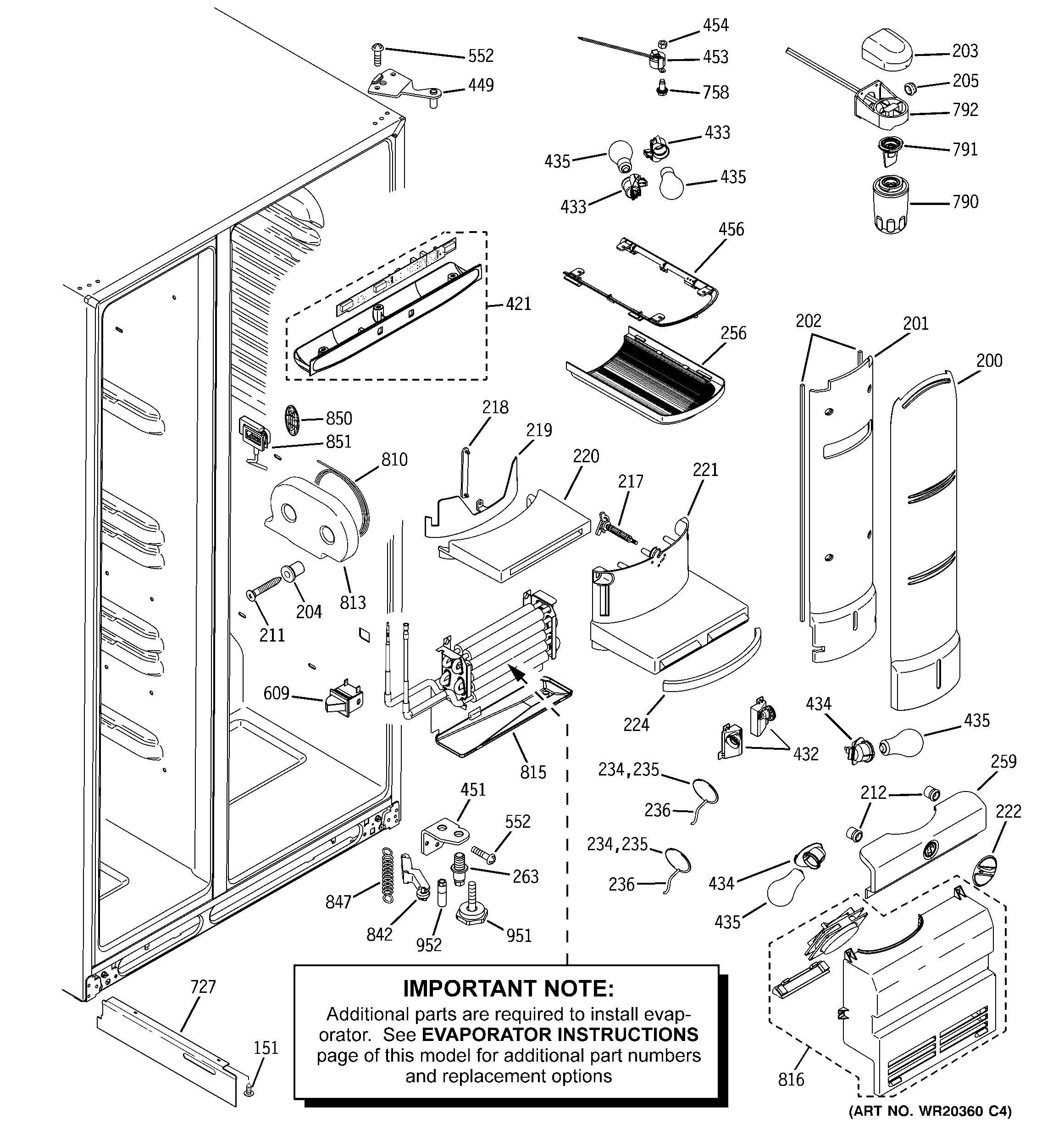 GE PJE25PGTFFSV fresh food section diagram