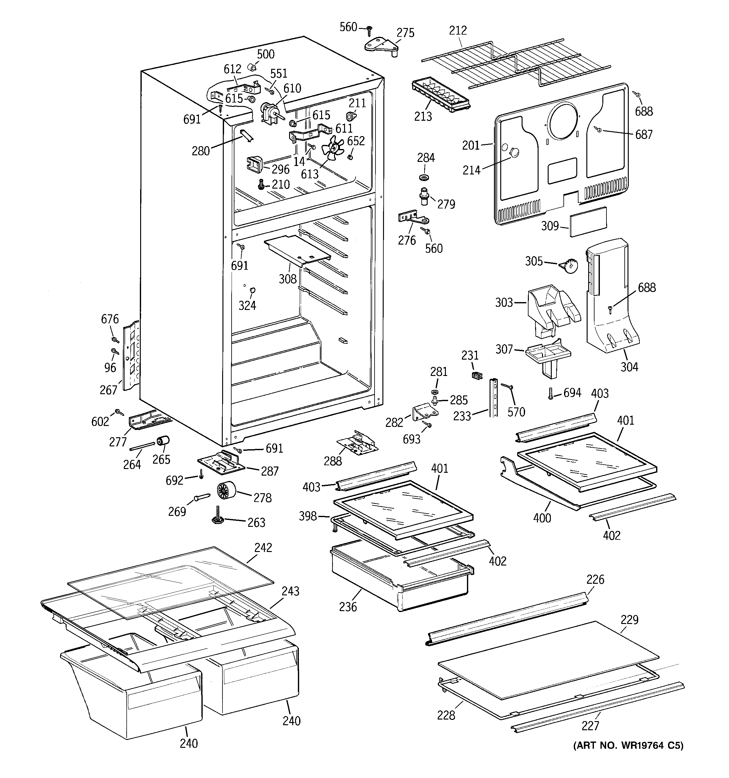 GE GTS18HBSBRWW cabinet diagram