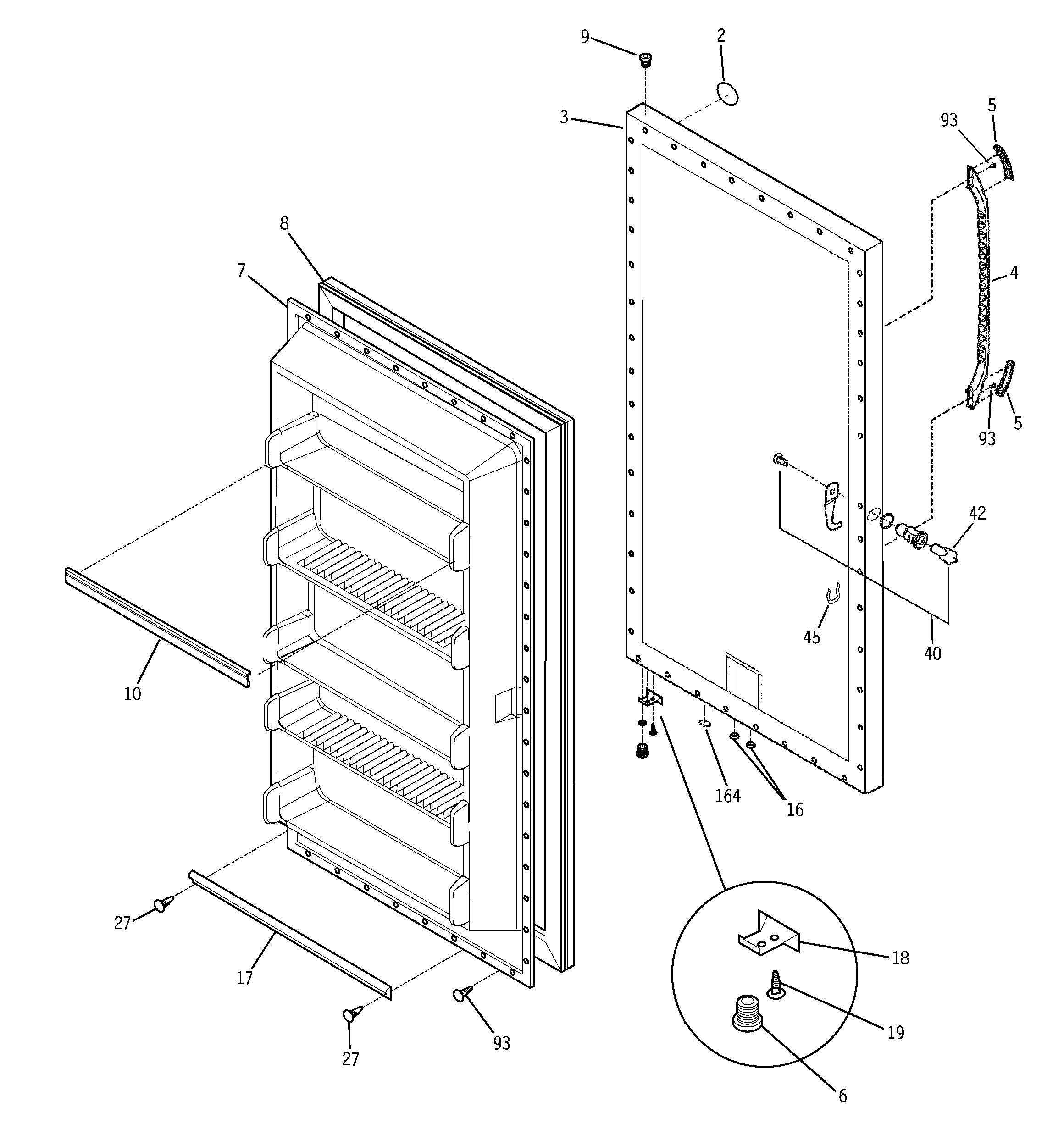 GE FUM14DTBRWH freezer door diagram