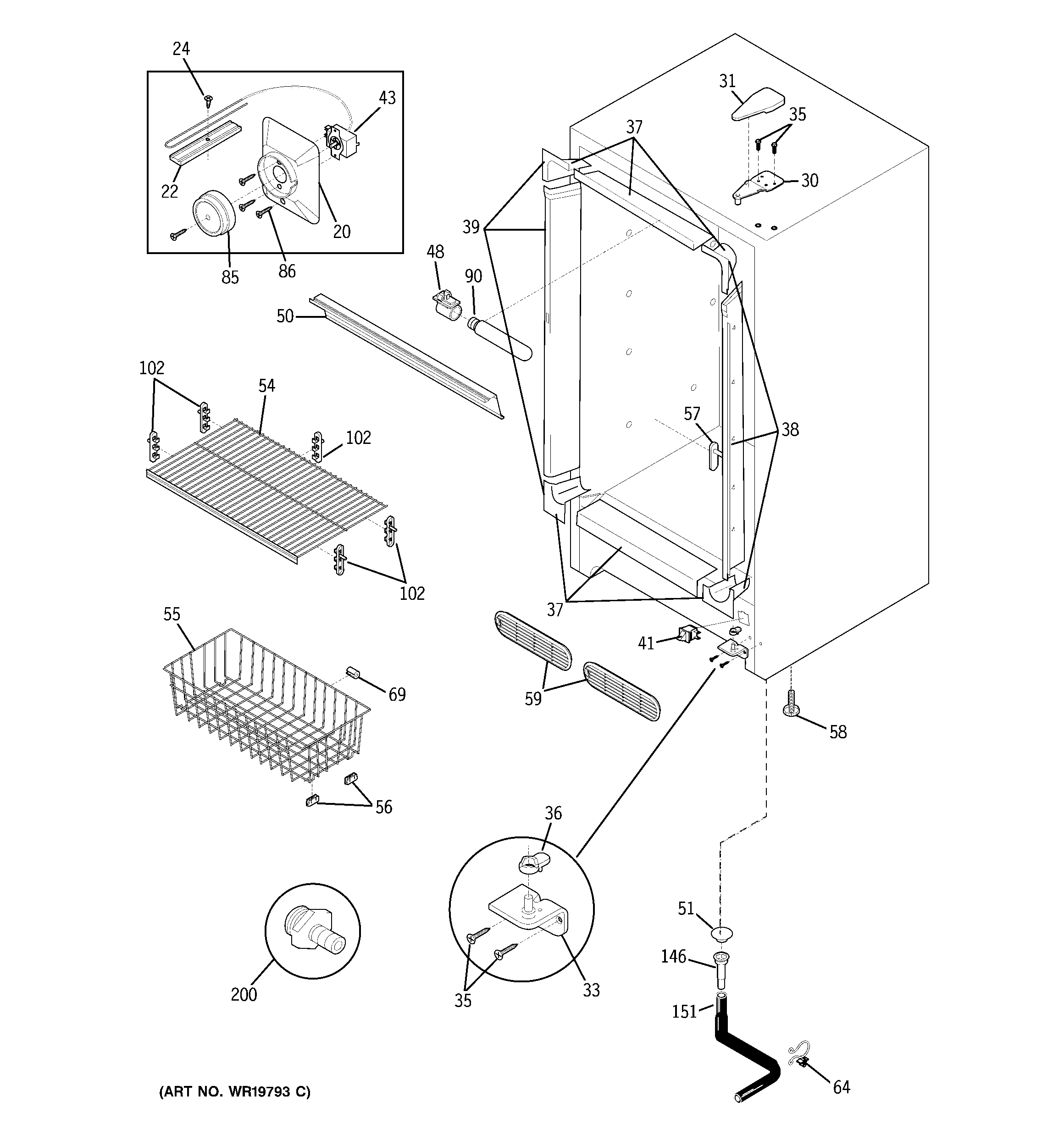 GE FUM14DTBRWH cabinet diagram