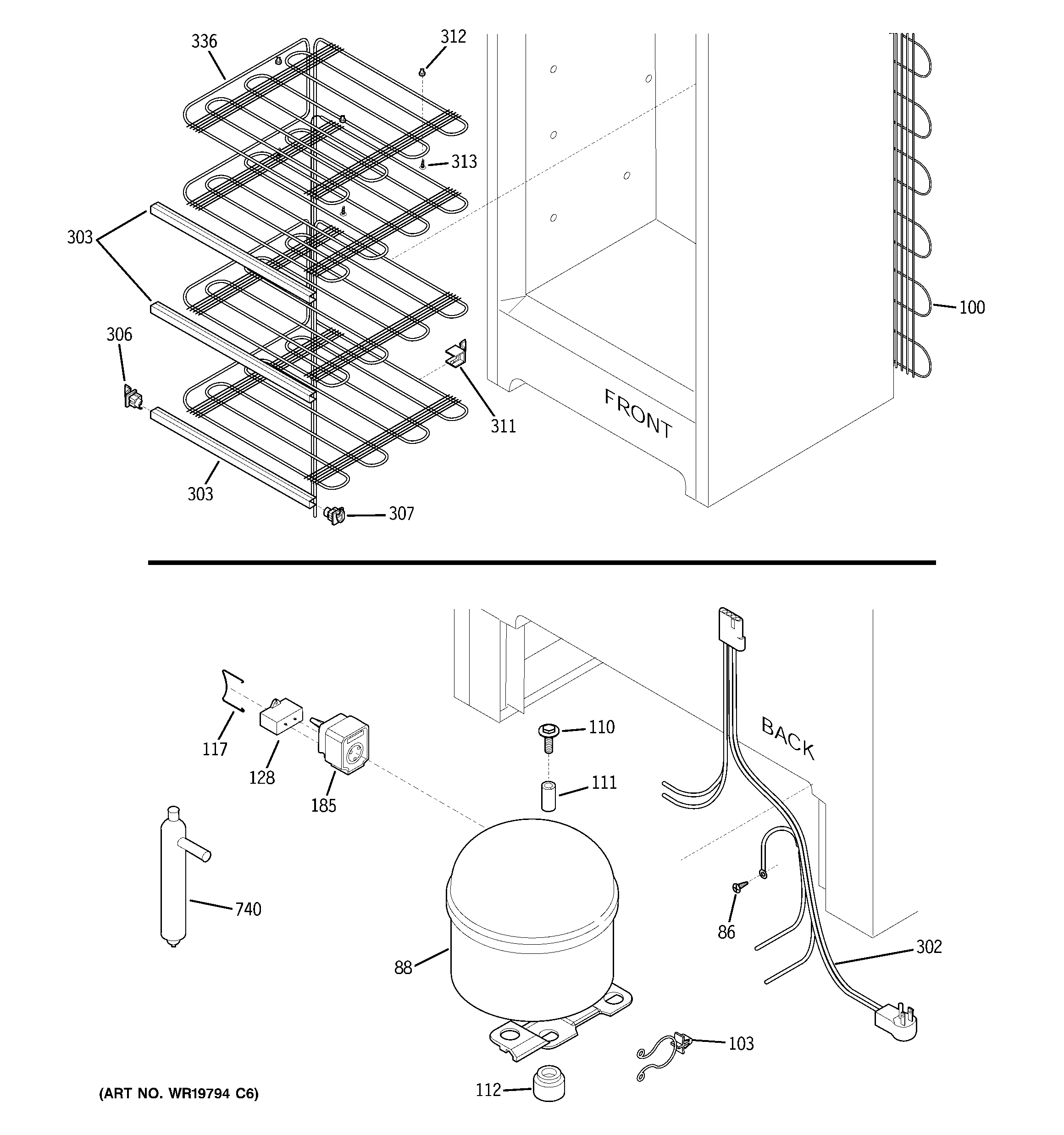 GE FUM14DTBRWH unit parts diagram