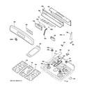GE JGBP88DEM1WW control panel & cooktop diagram