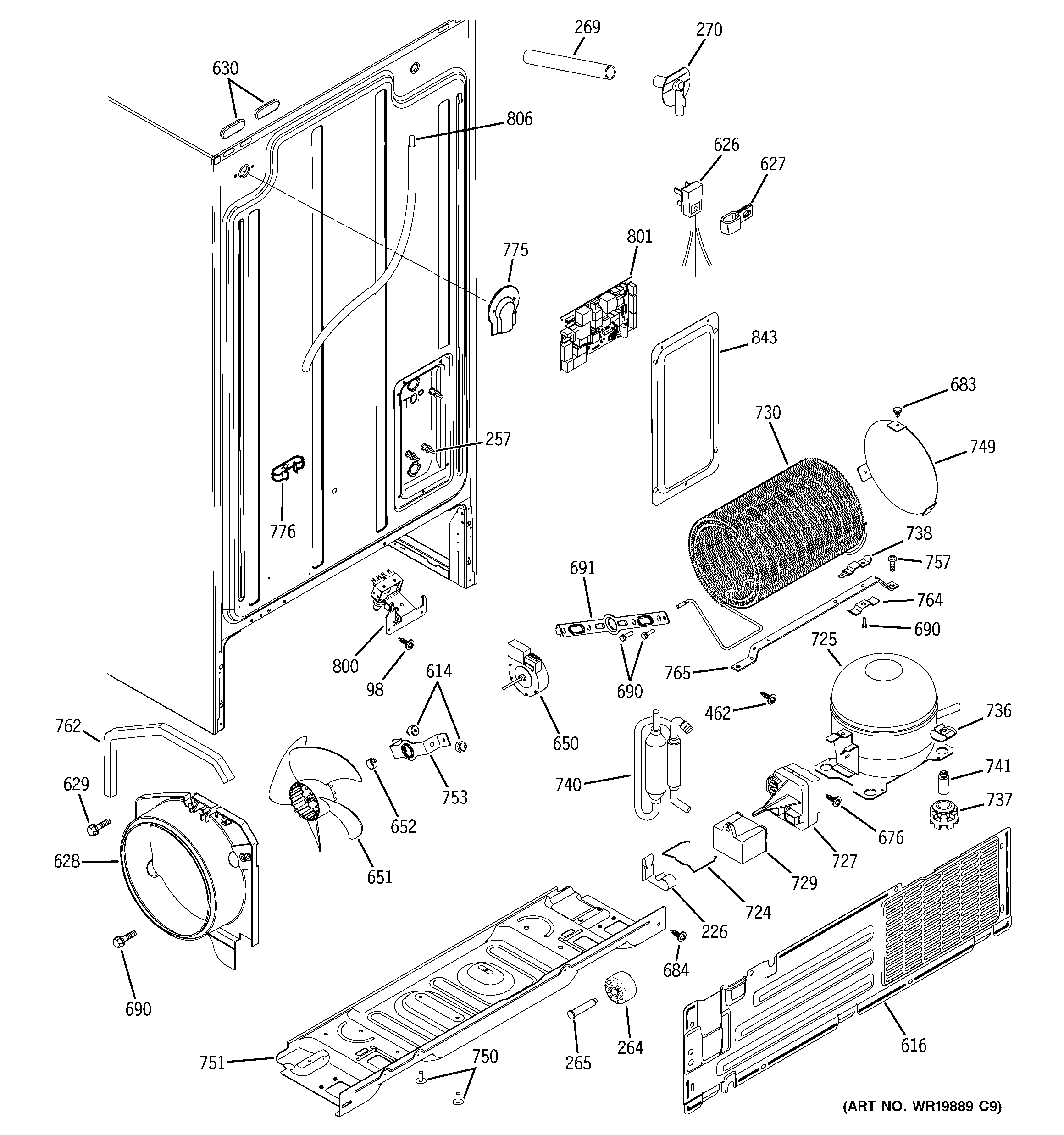 GE SSH25KFXAWW sealed system & mother board diagram
