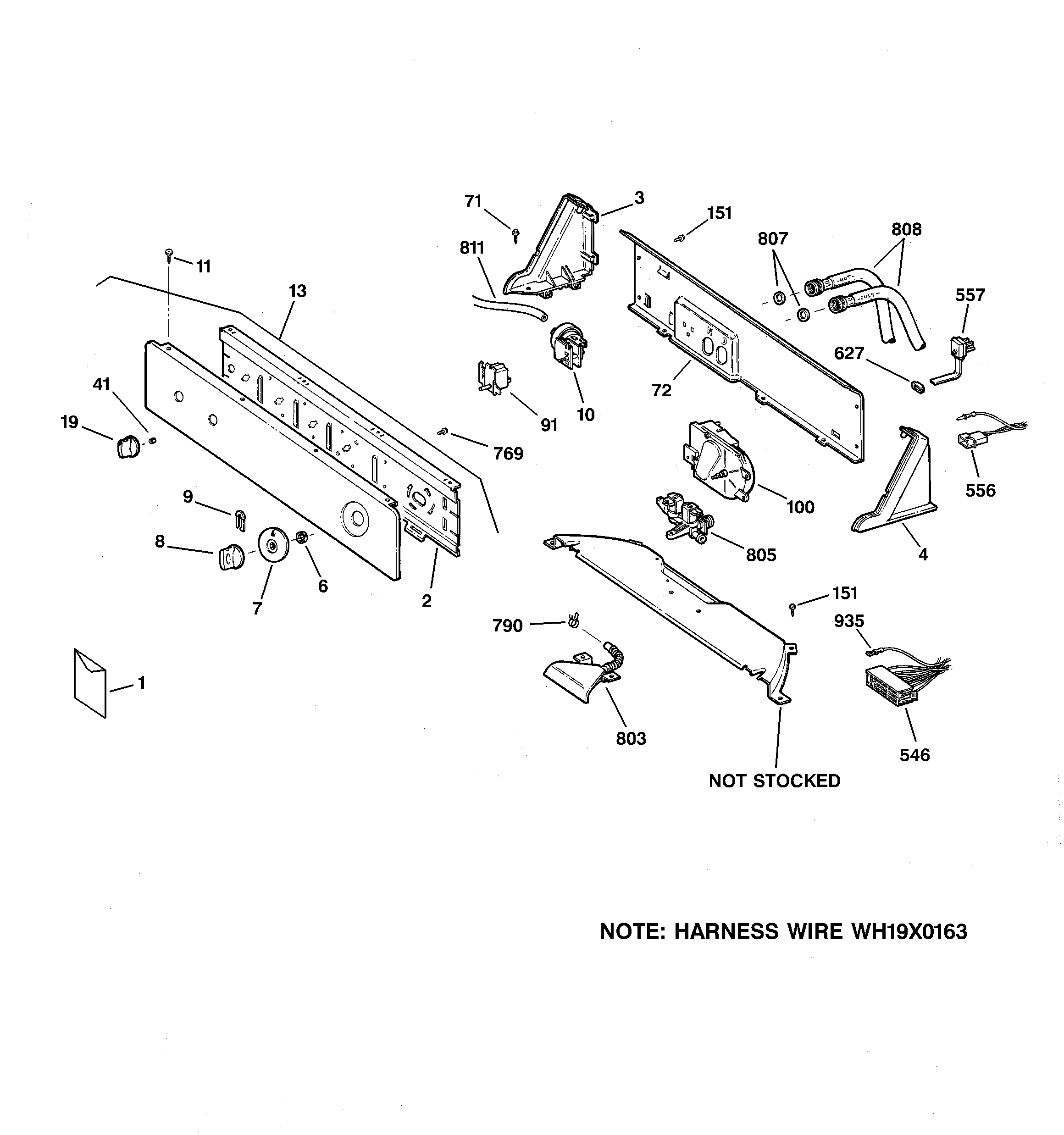 GE WCSR2080B9WW controls & backsplash diagram
