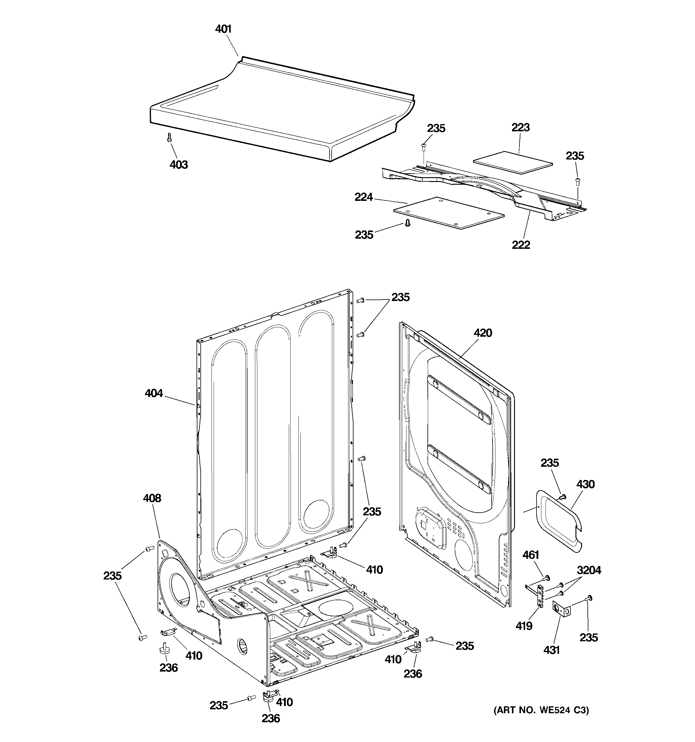 Hotpoint NVLR223EG5WW cabinet diagram