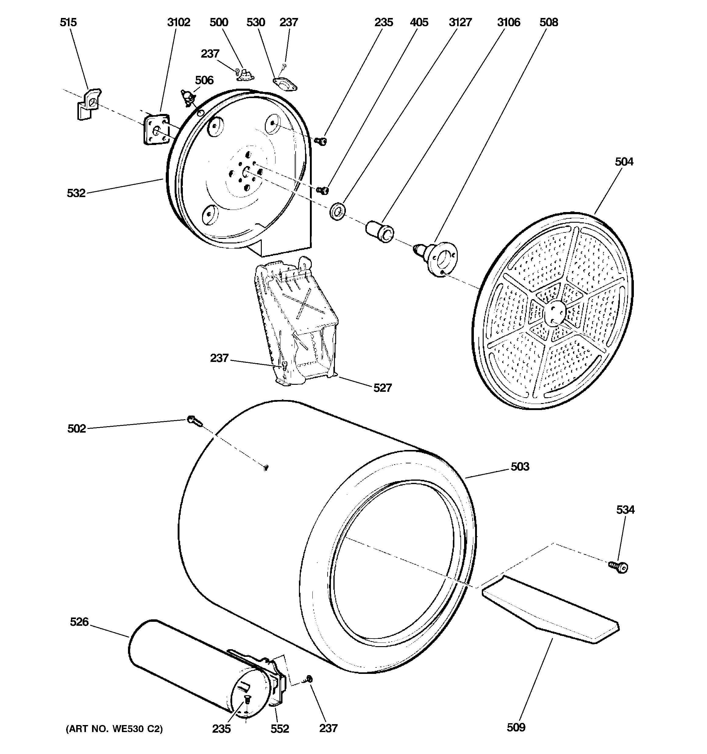 Hotpoint NVLR223GG5WW drum diagram