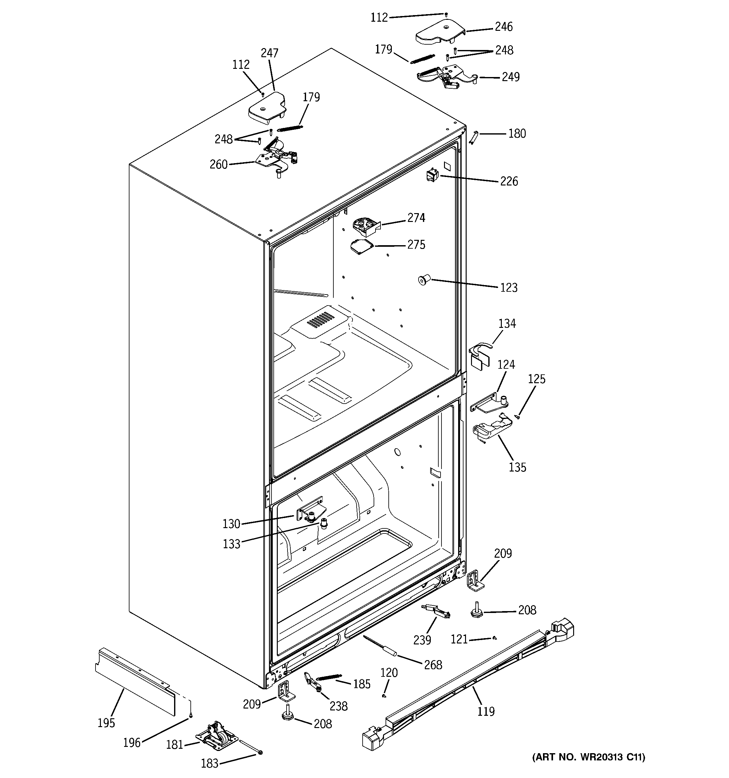 GE PFSE5NJWBDWW case parts diagram