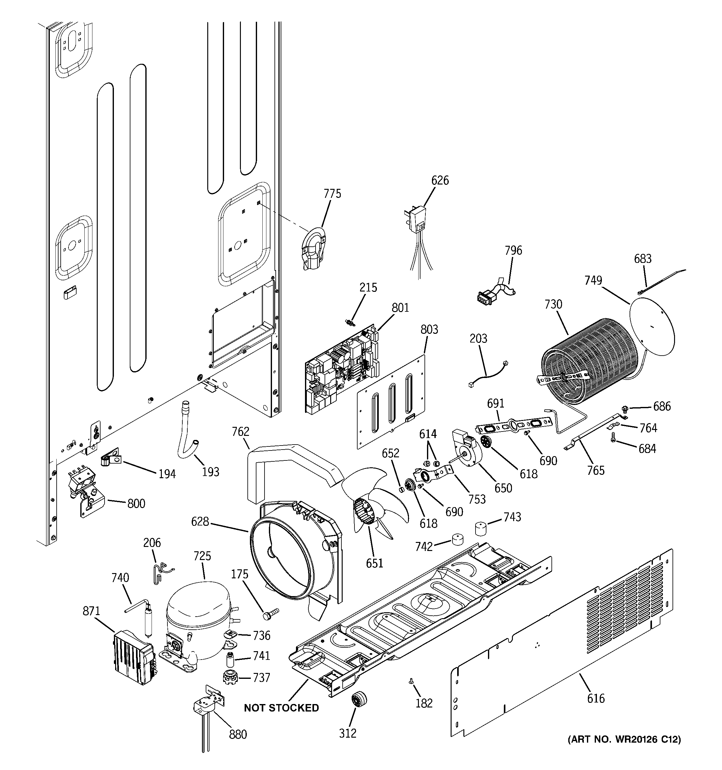 GE PFSE5NJWBDWW machine compartment diagram