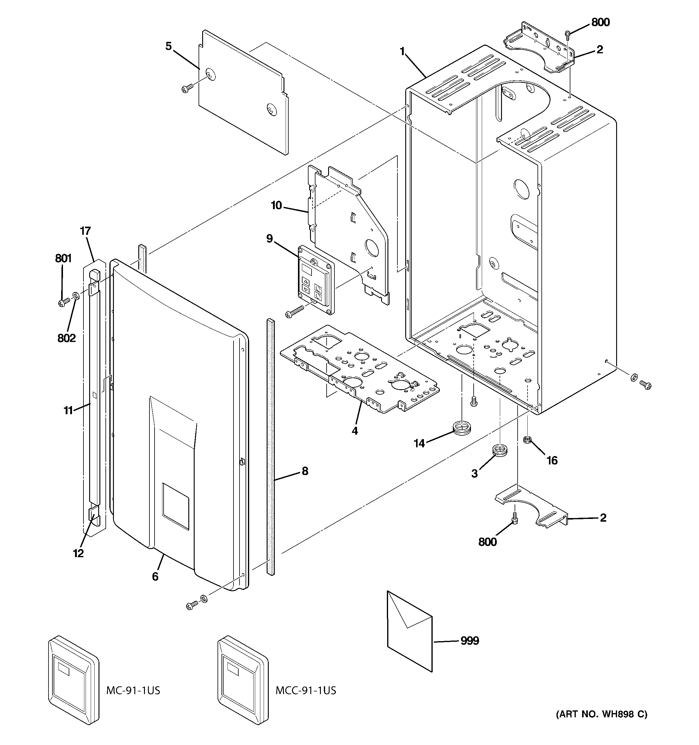 GE GN94DNSRSA01 cabinet diagram