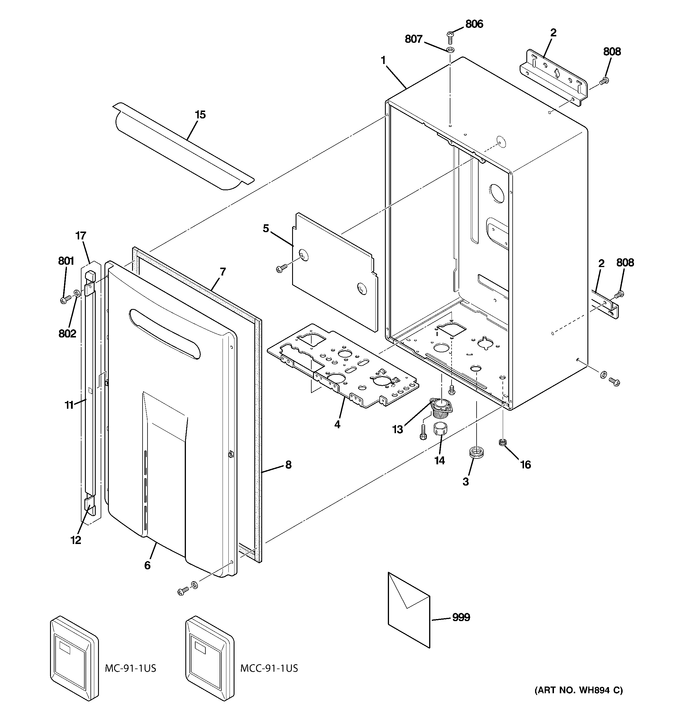 GE GP94ENSRSA01 cabinet diagram