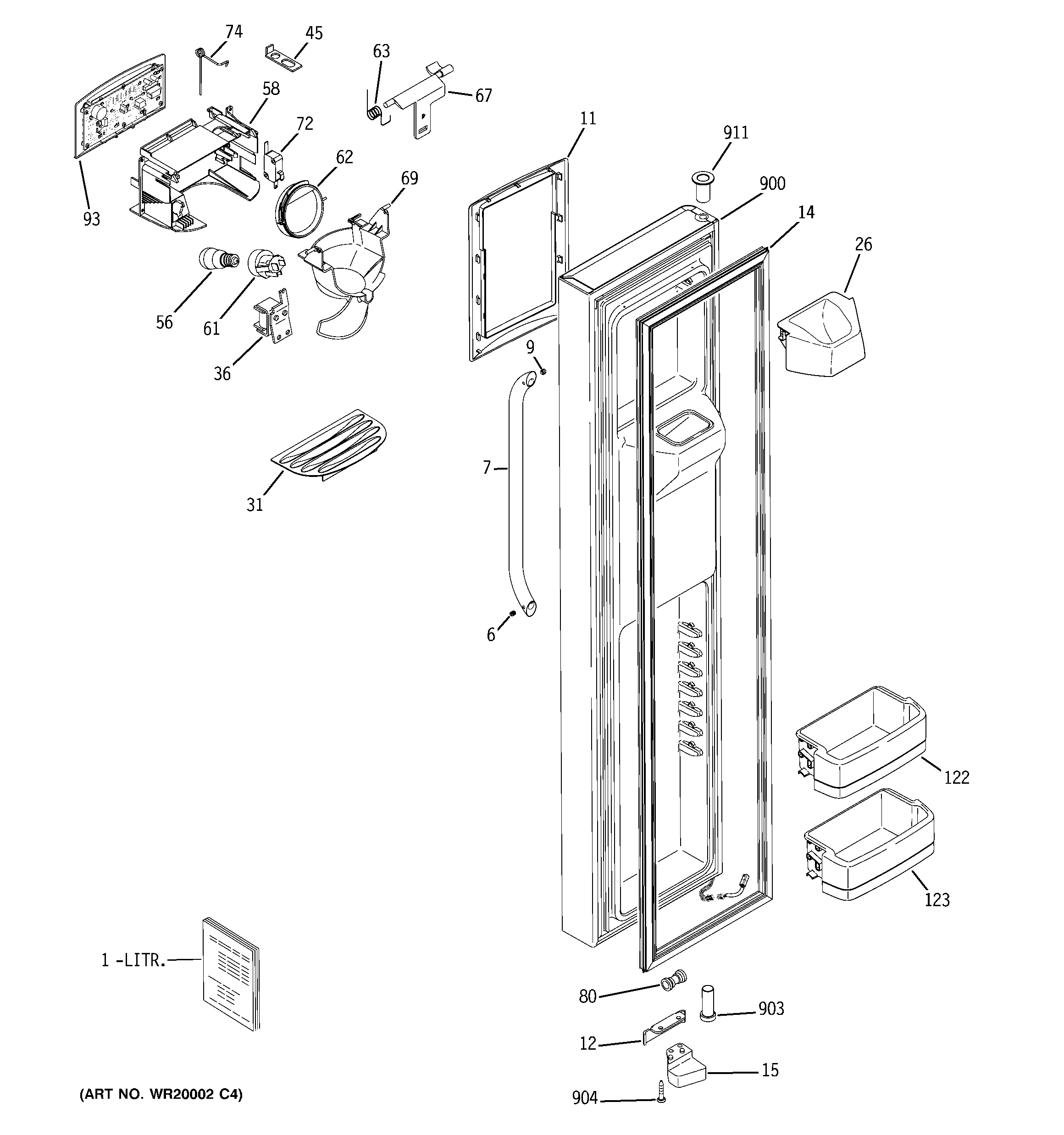 GE GSS25KSWASS freezer door diagram