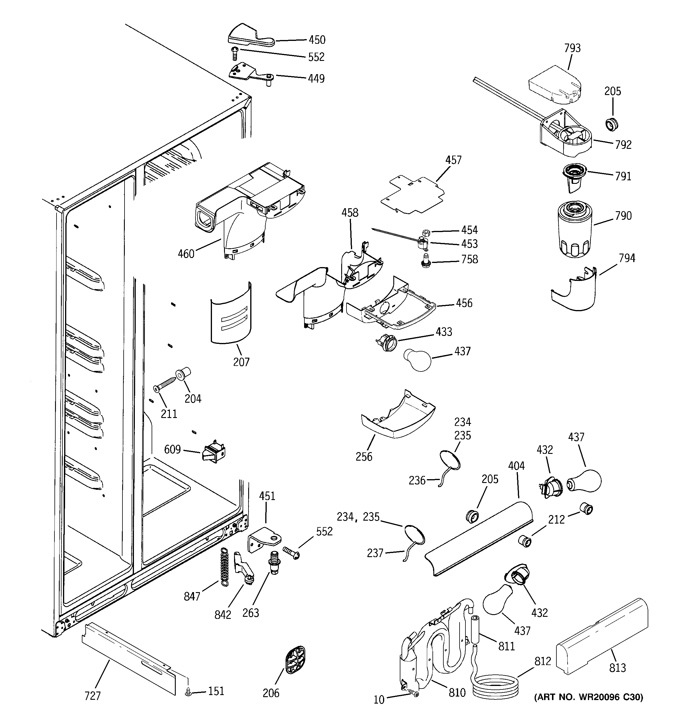 GE GSS25KSWASS fresh food section diagram