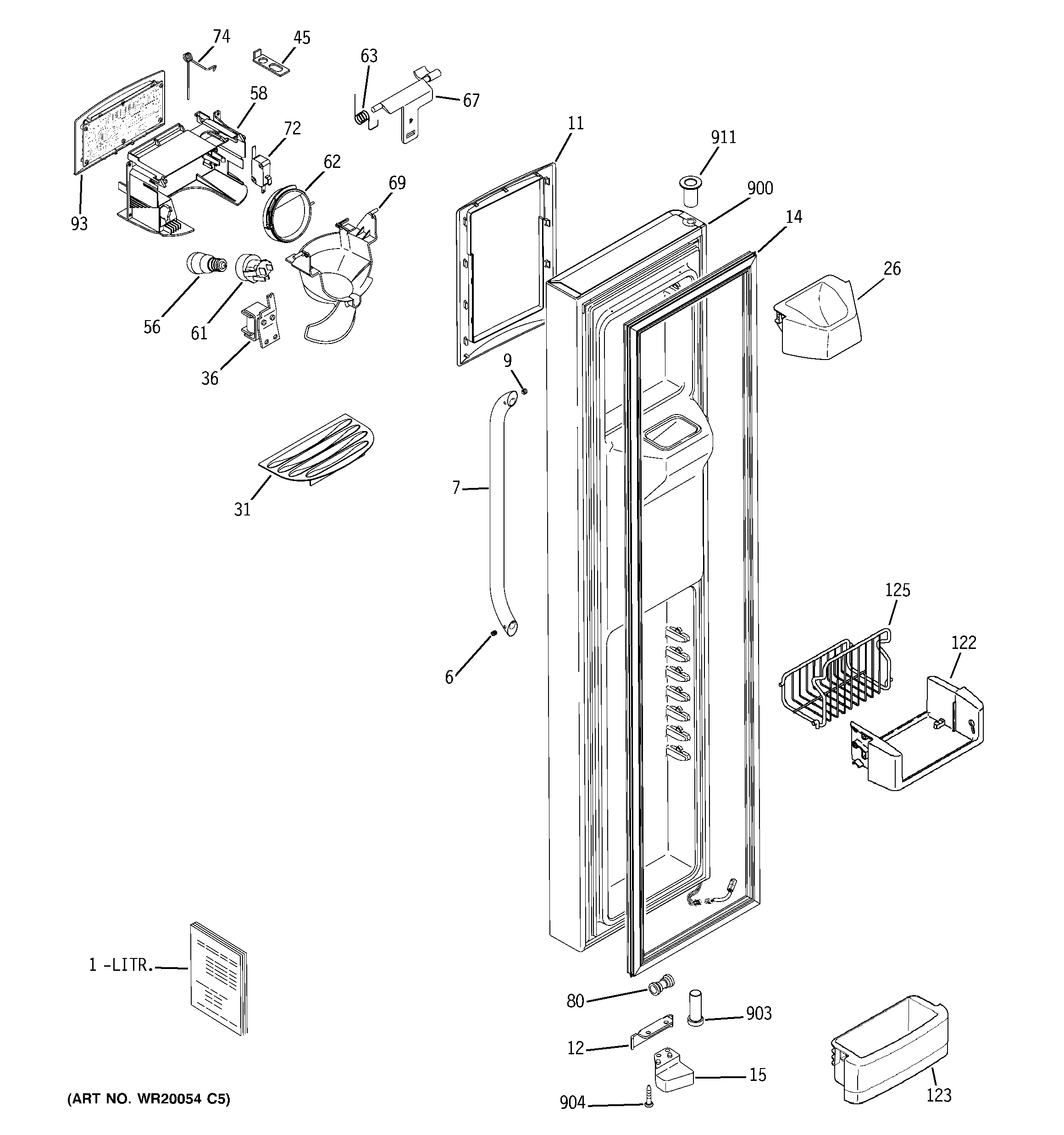GE GSS25LSWASS freezer door diagram