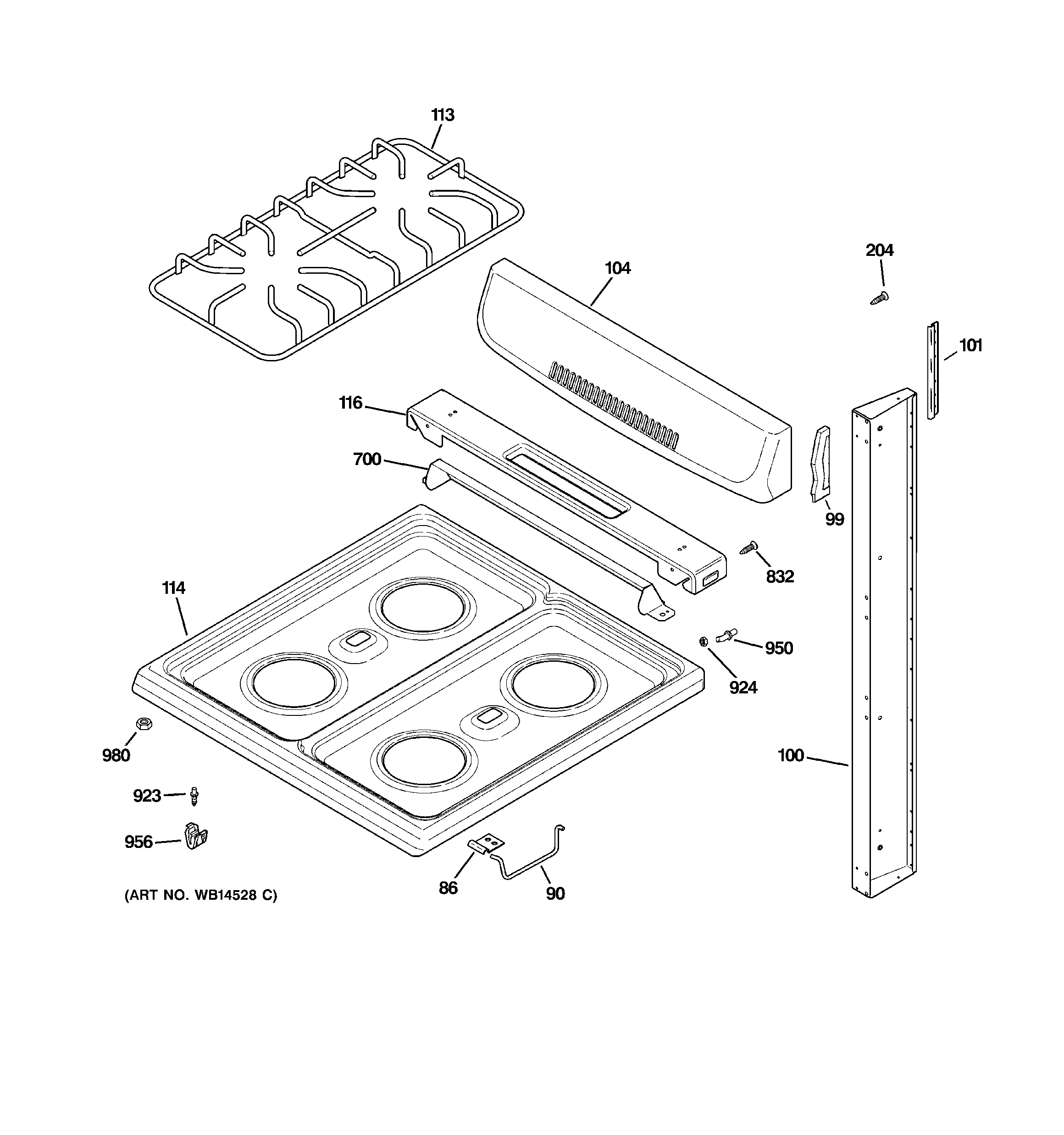 GE JGAS02SEN1SS control panel & cooktop diagram