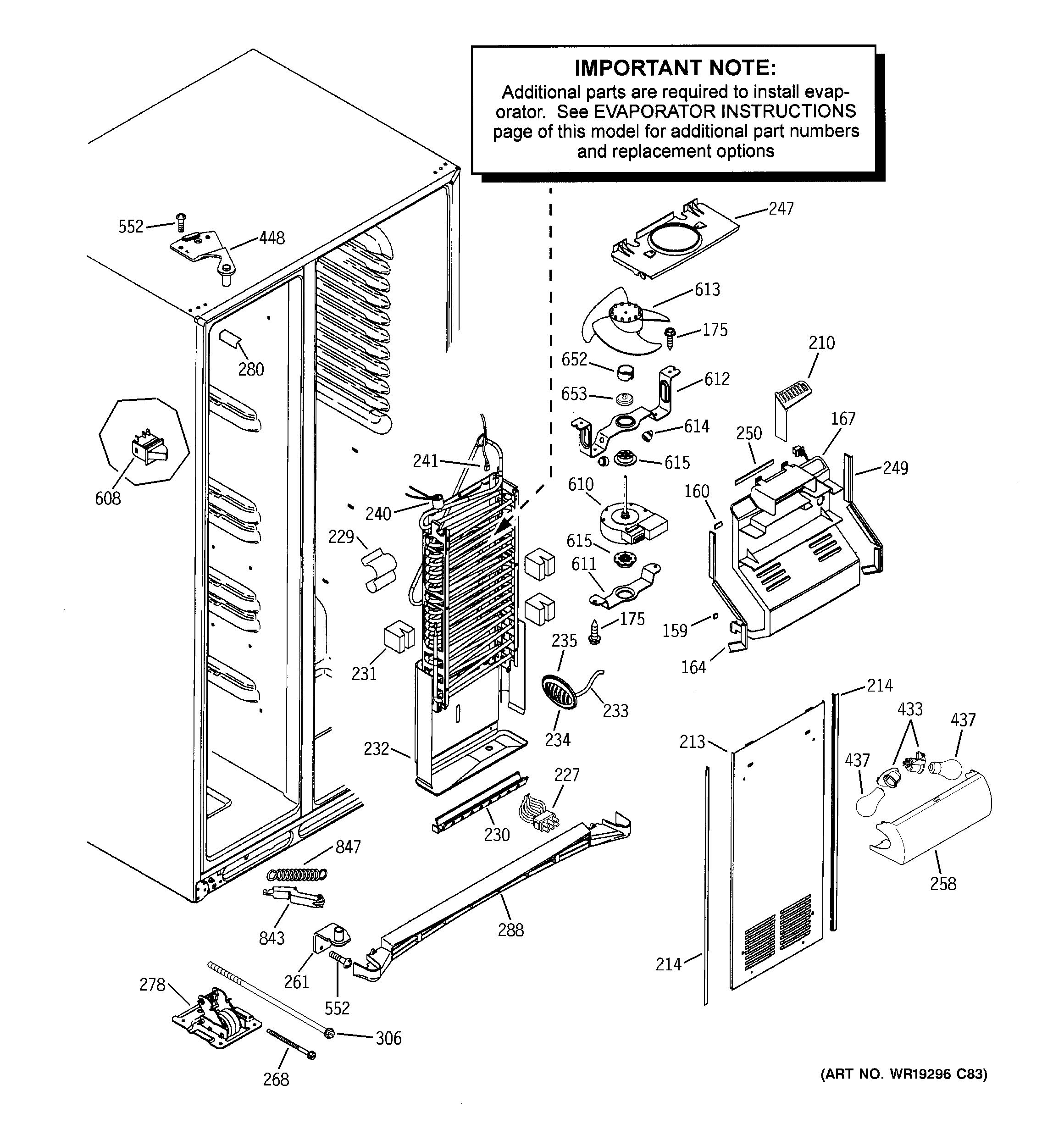 GE PSI23SGRDSV freezer section diagram