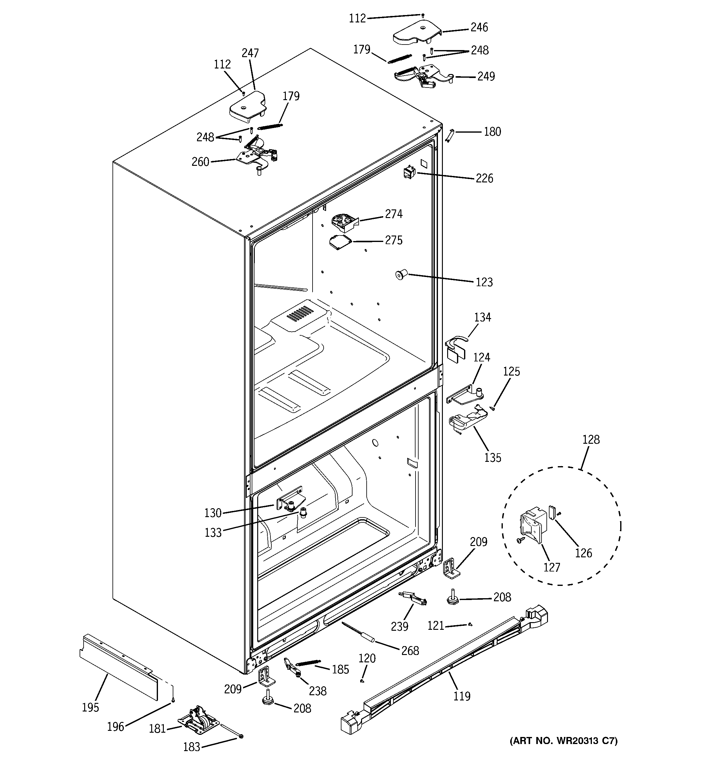 GE PFSS5PJXBSS case parts diagram