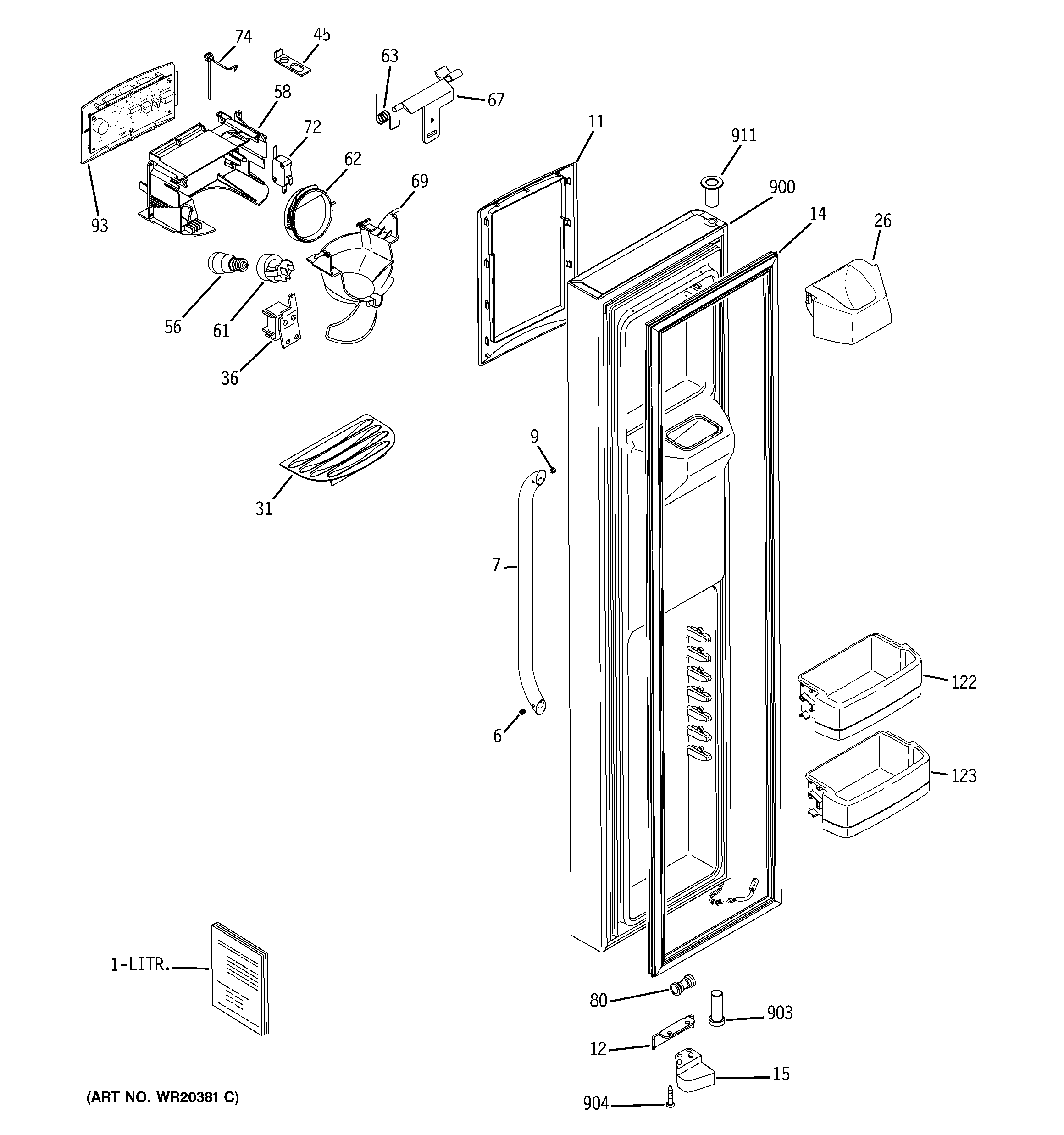GE DSS26DHWASS freezer door diagram