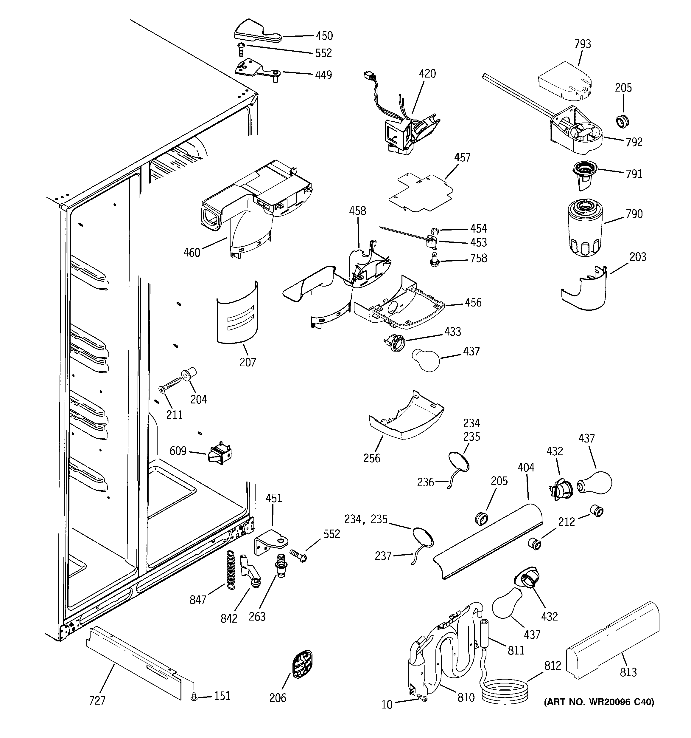 GE GCF23KGWABB fresh food section diagram