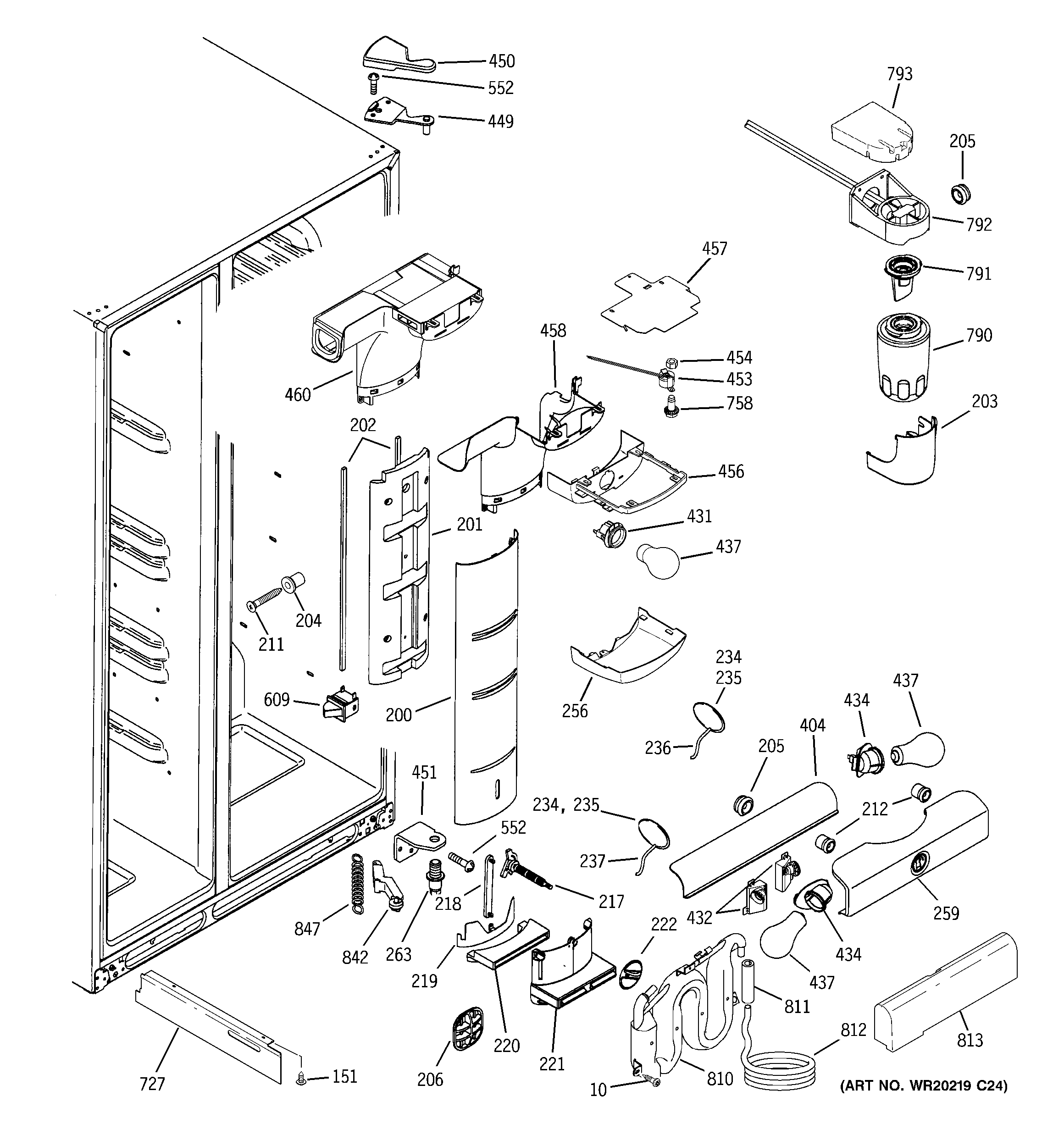 GE GSL25LGWASS fresh food section diagram