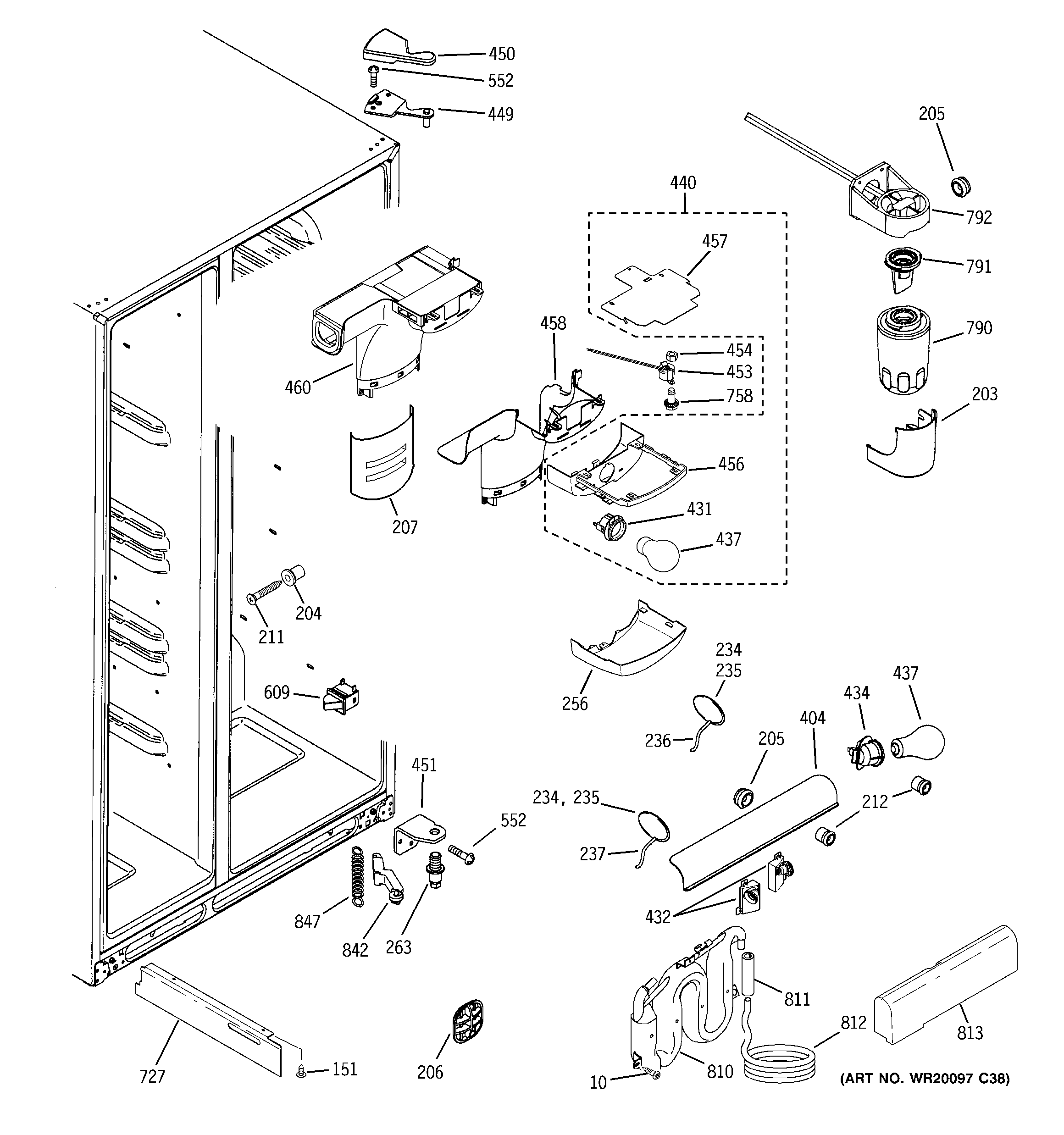 GE GSS25WSTFSS fresh food section diagram