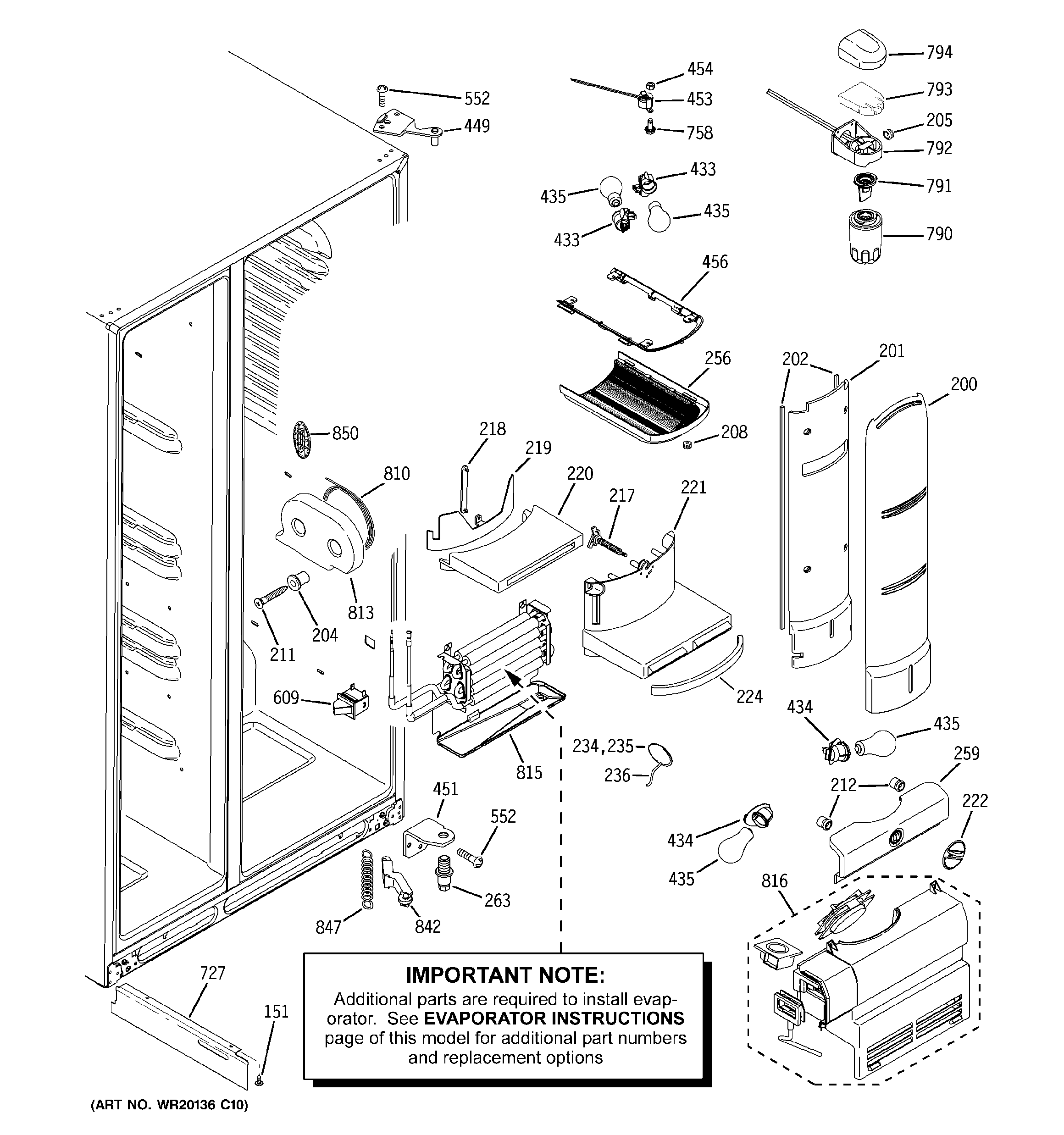 GE PCF23RGWAWW fresh food section diagram