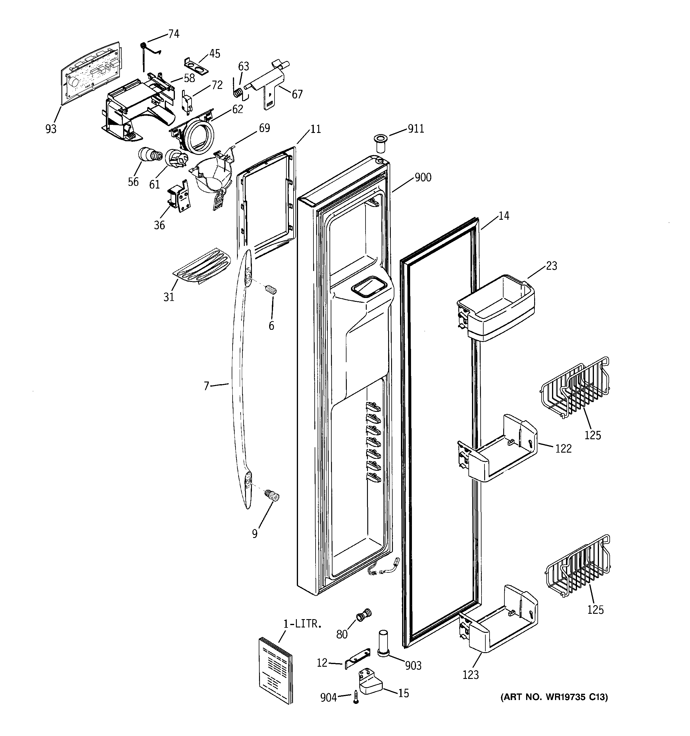 GE PSE29NHWGCSS freezer door diagram