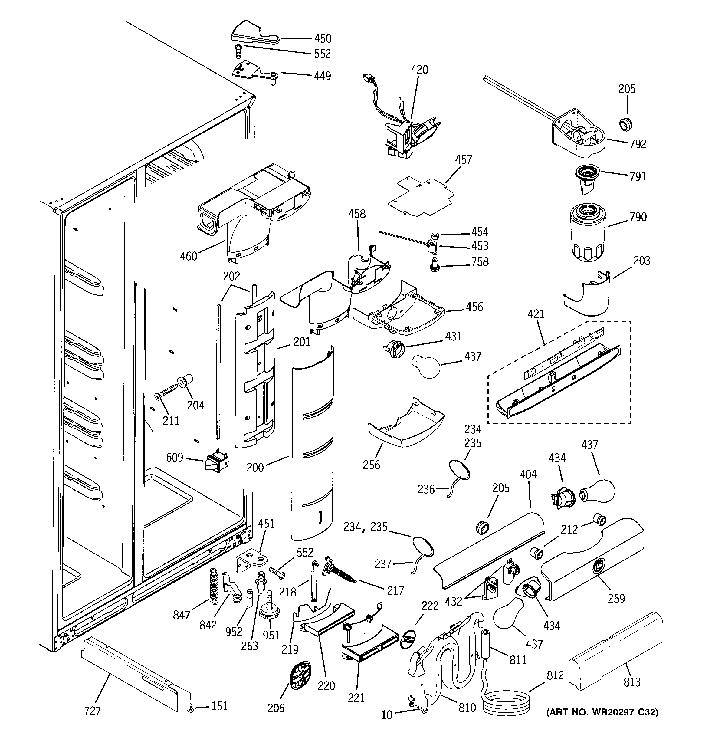 GE PSK29NHWGCCC fresh food section diagram