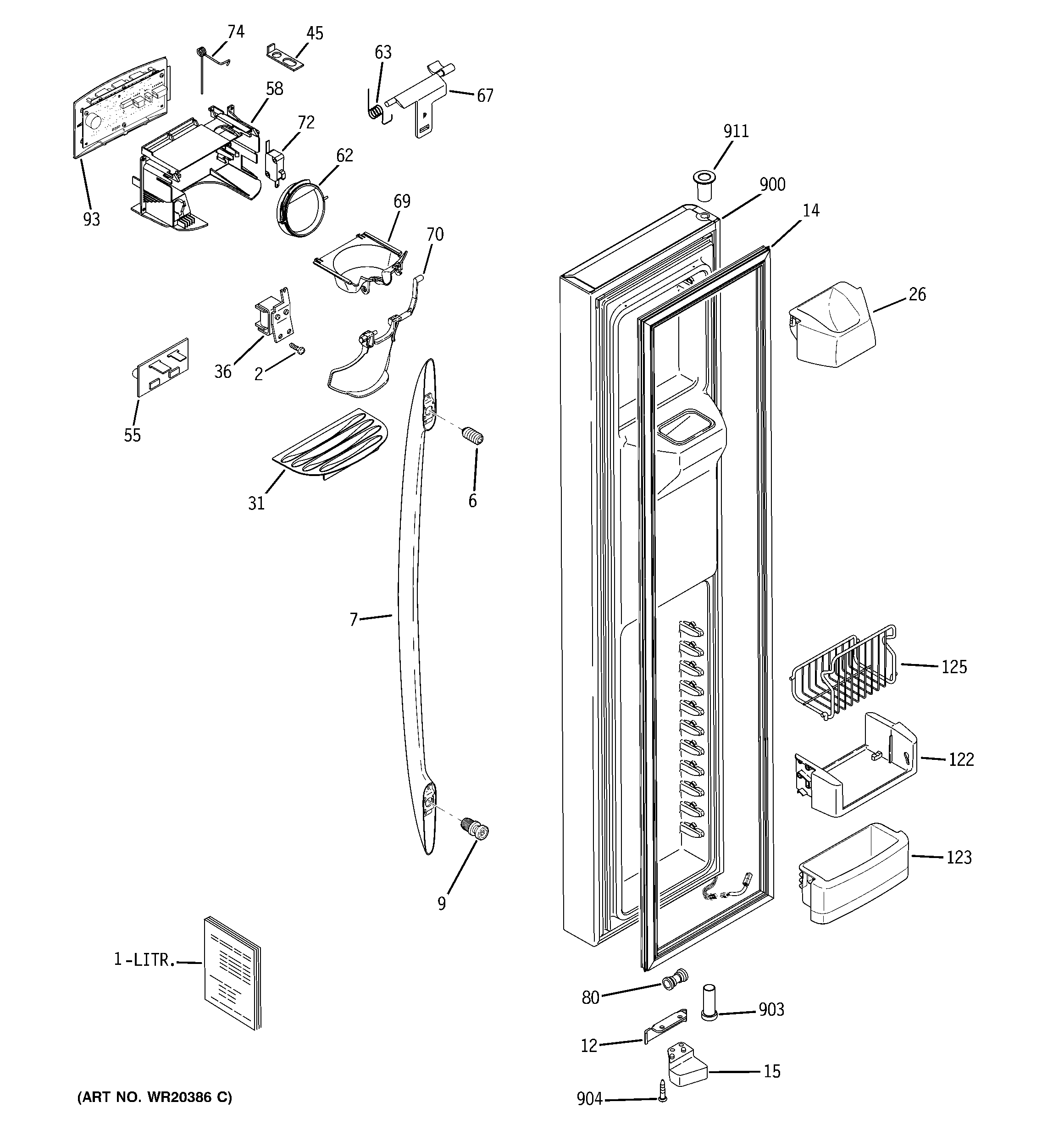 GE PSS26MSWASS freezer door diagram