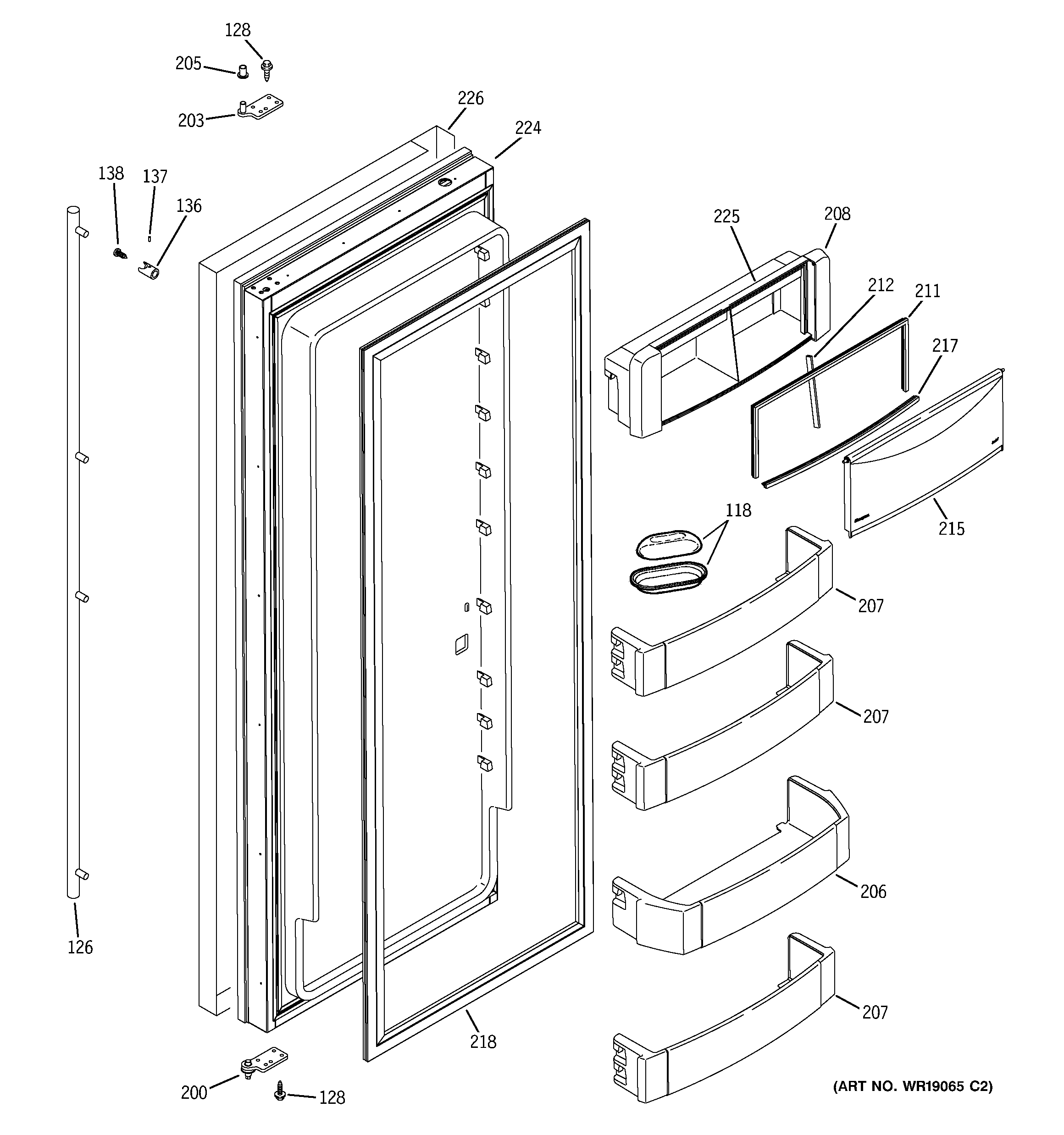 GE ZISS420NRKSS fresh food door diagram