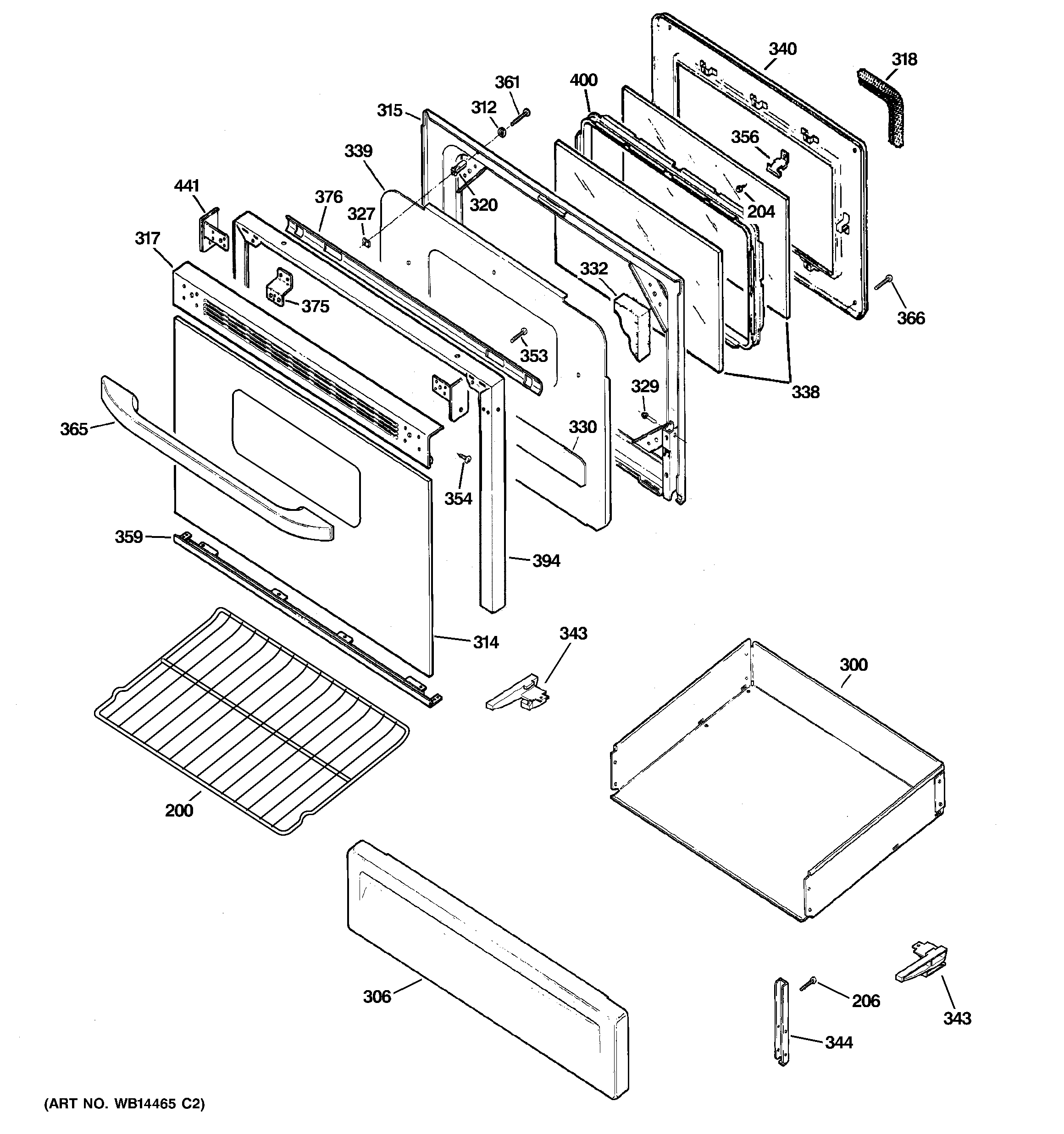 Hotpoint RGB790BEK7BB door & drawer parts diagram
