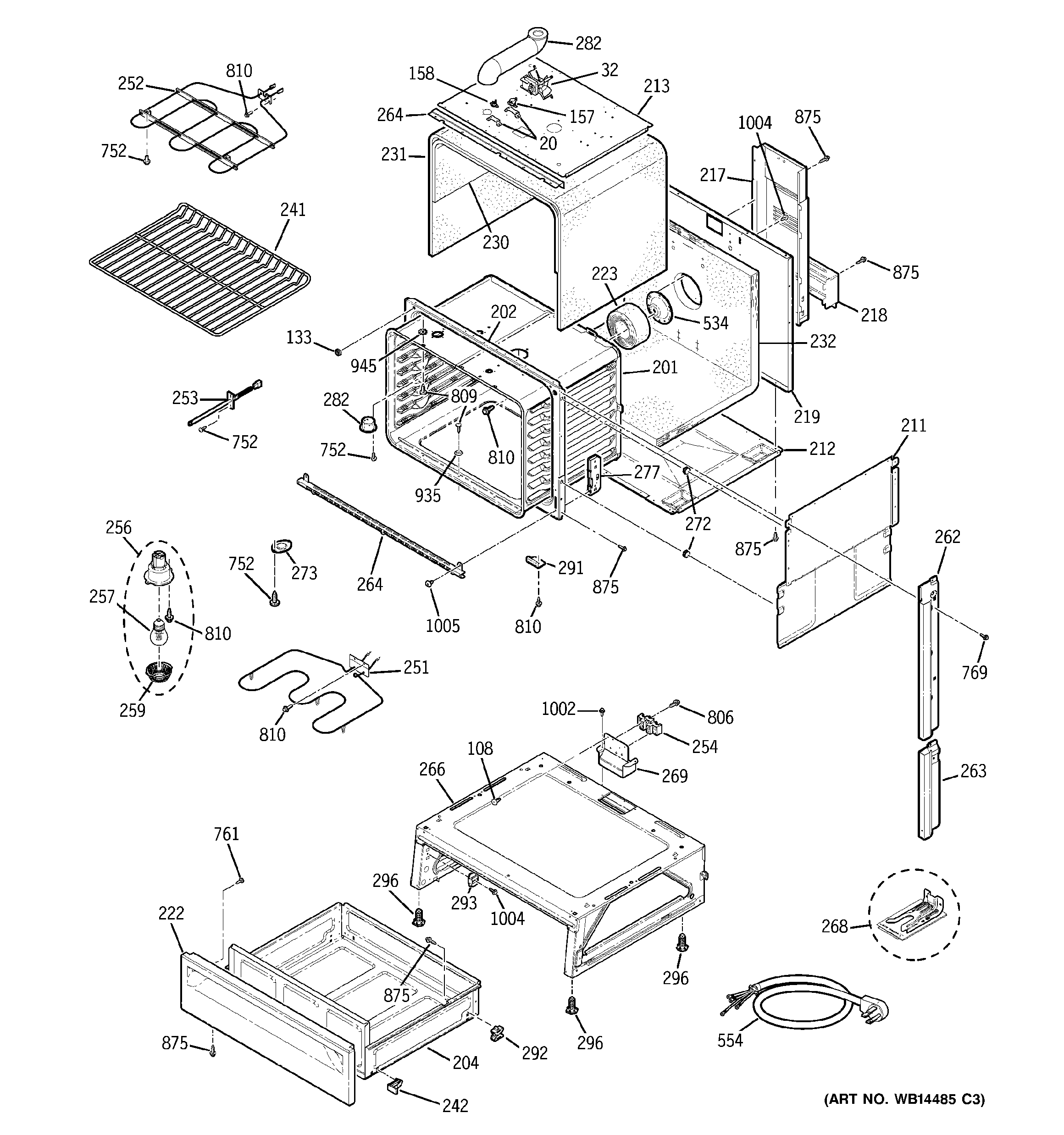 GE JCSP38WK5WW body parts diagram