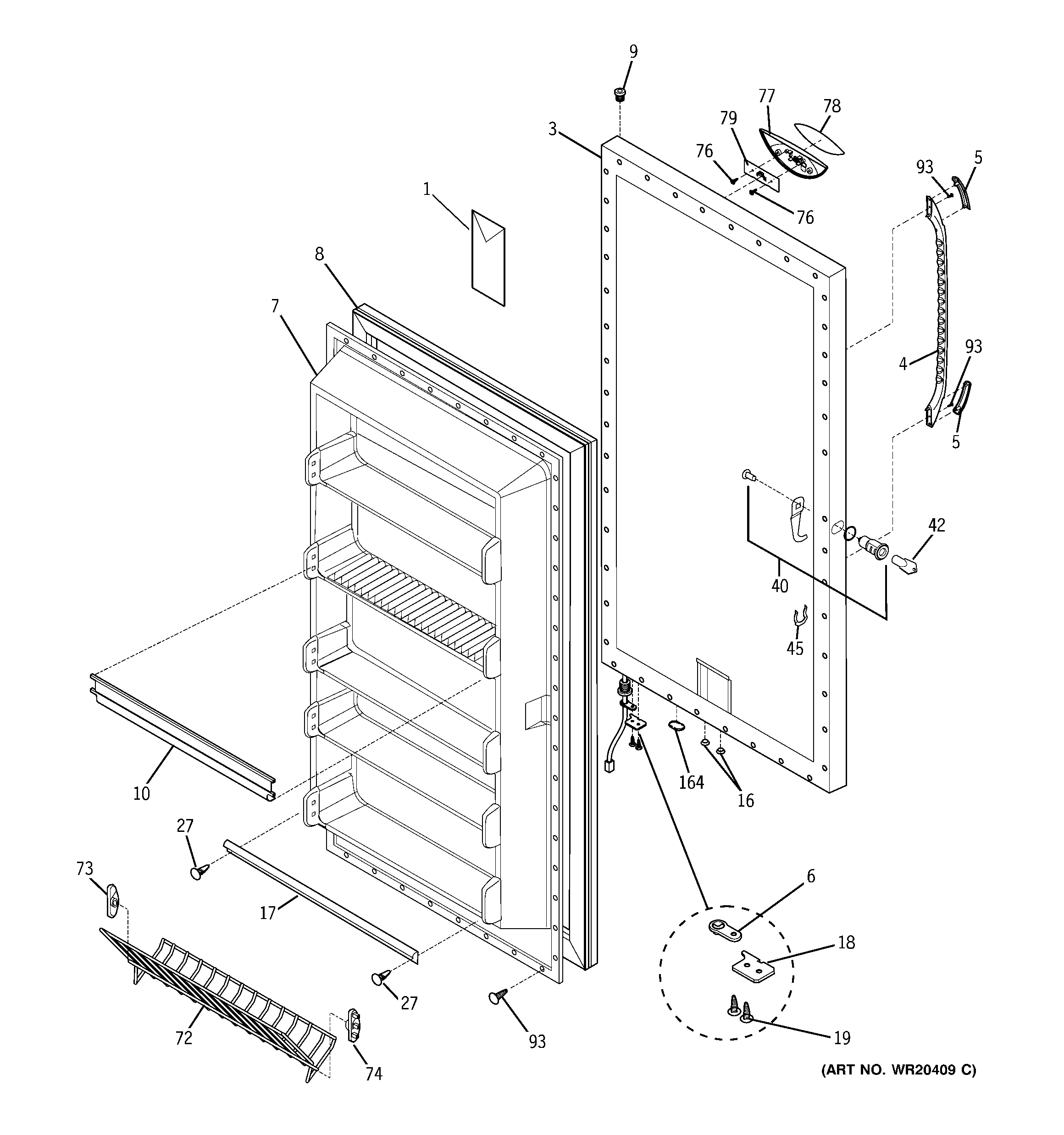 GE FUF14DUARWW freezer door diagram
