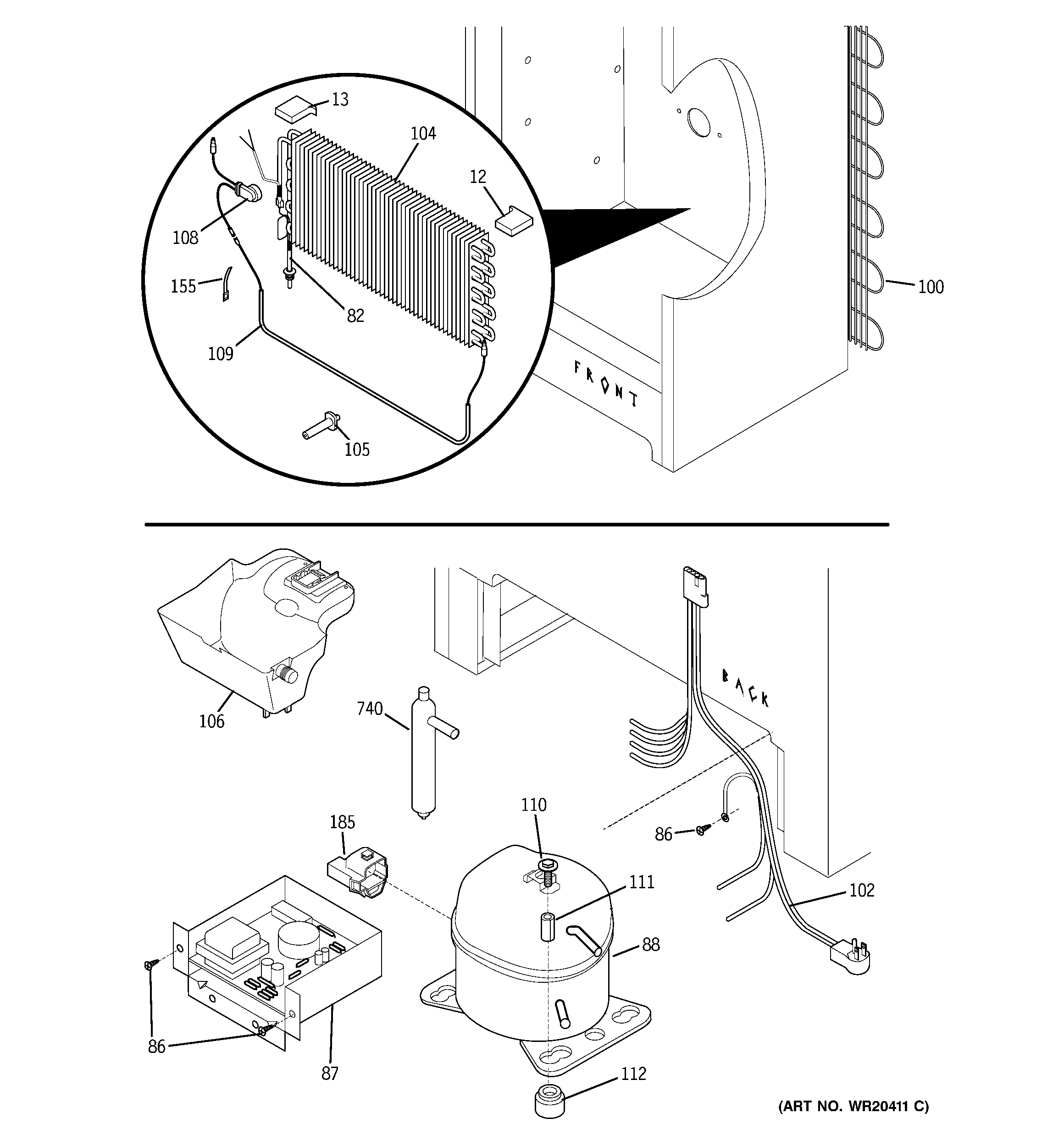 GE FUF14DUARWW unit parts diagram