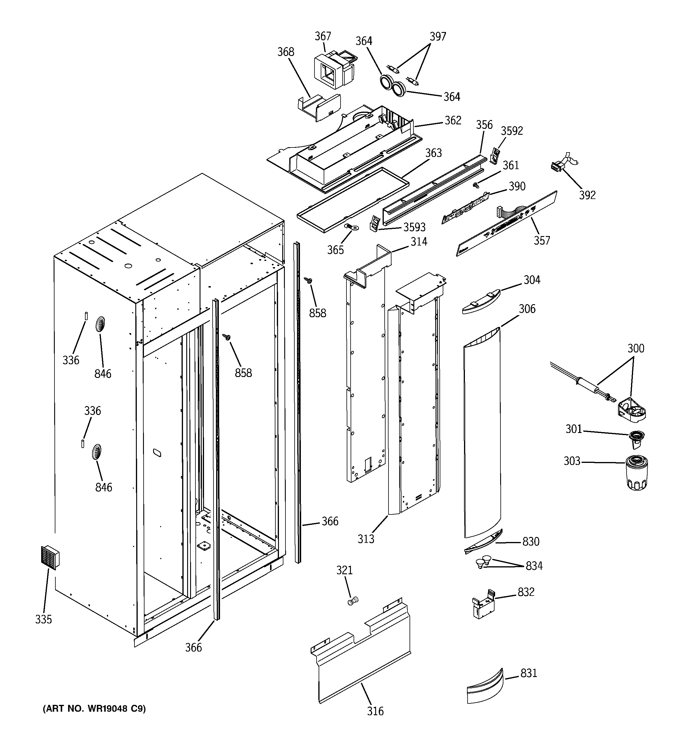 GE ZISS480NRKSS fresh food section diagram