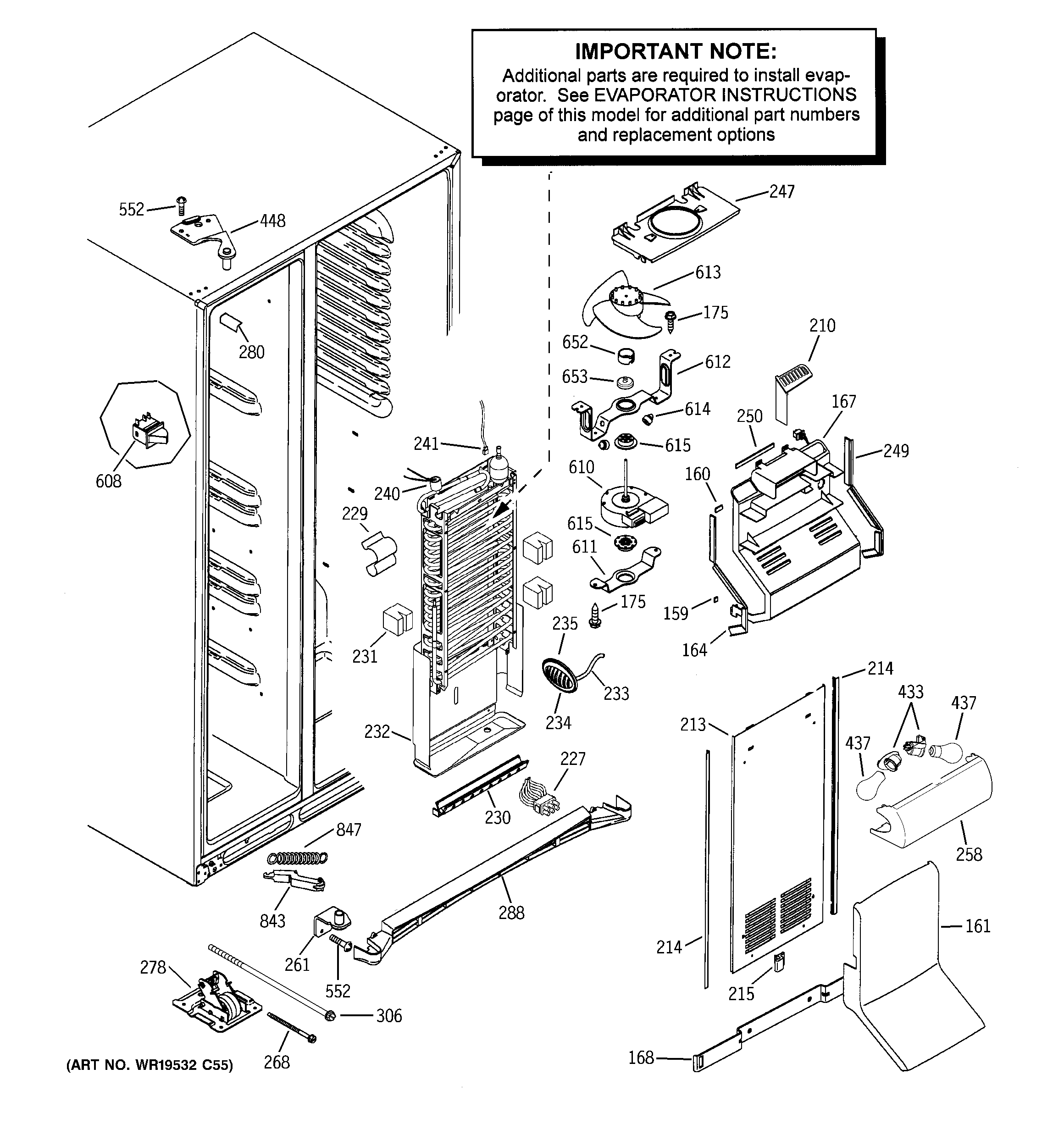GE PSH25MGWABV freezer section diagram
