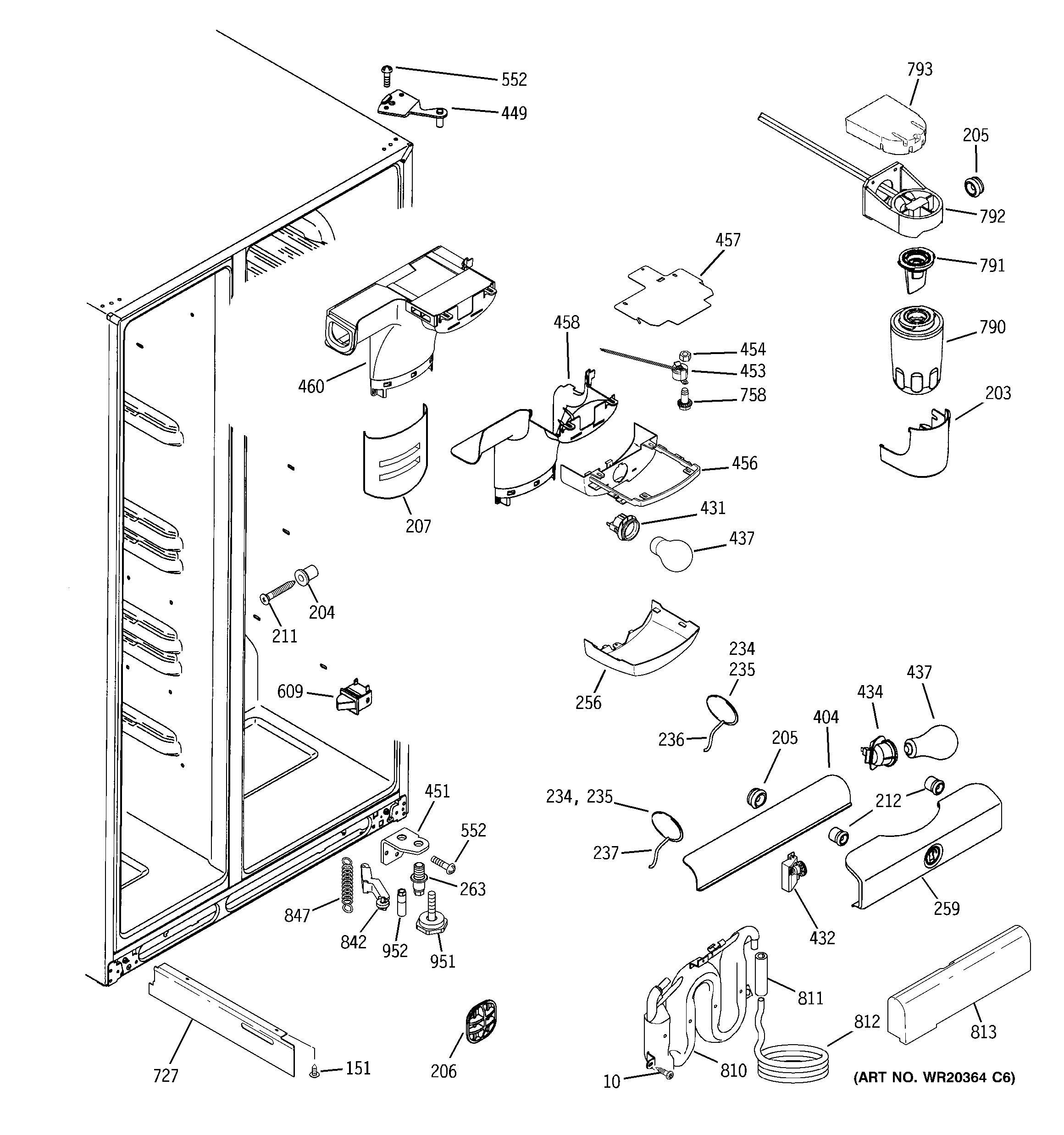 GE DSHF5PGXCEWW fresh food section diagram