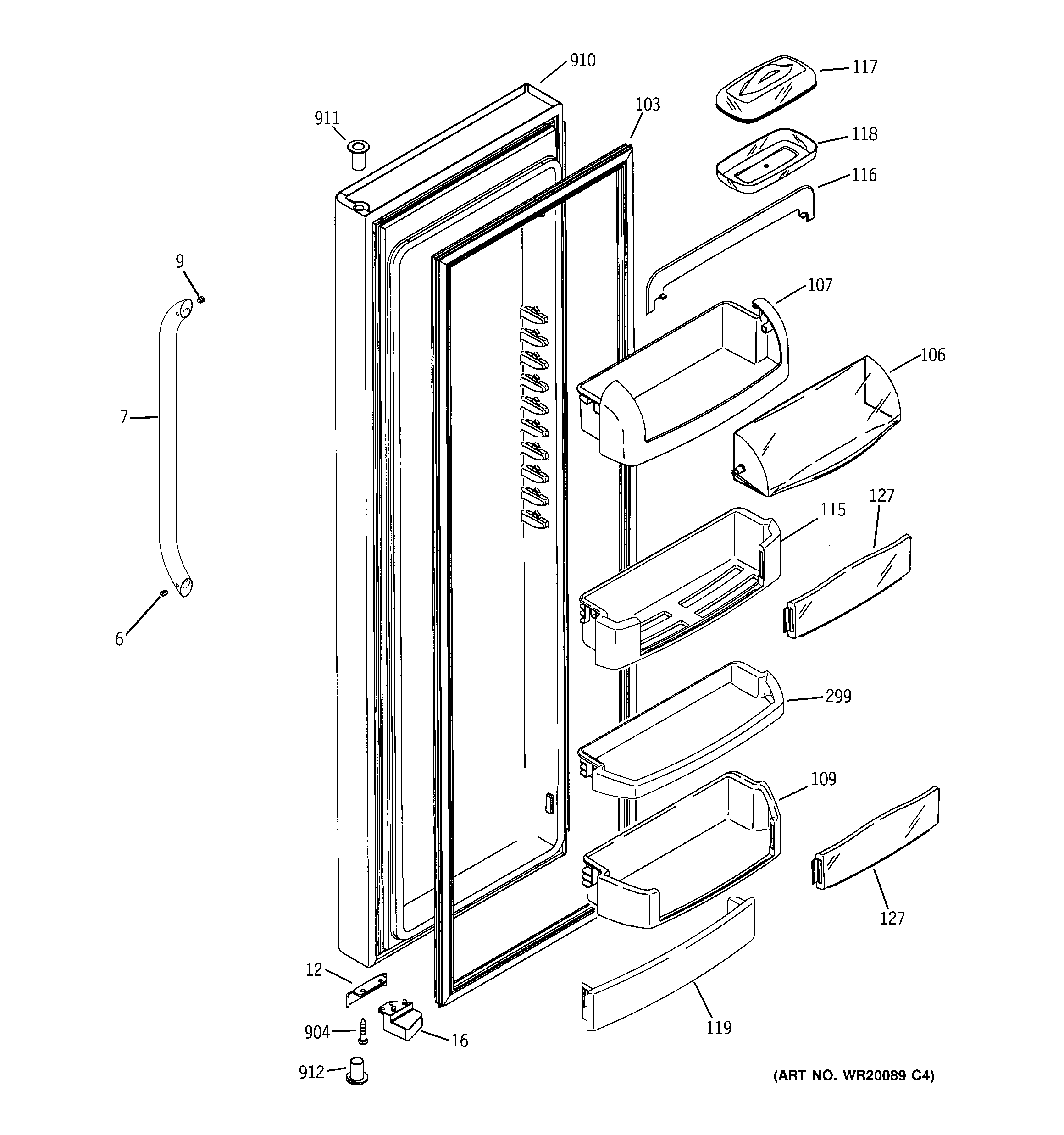 GE GCE21MGTIFSS fresh food door diagram