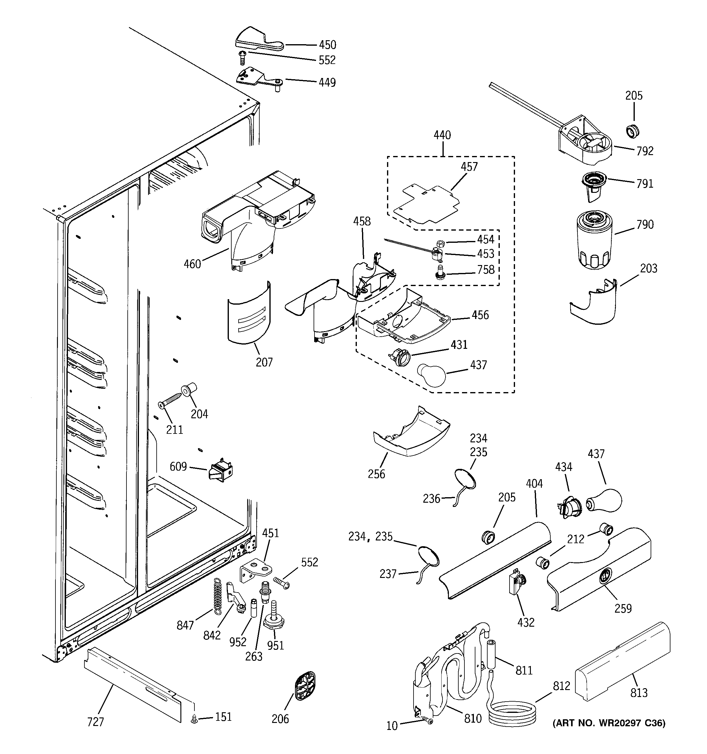 GE GSHF5KGXCCCC fresh food section diagram