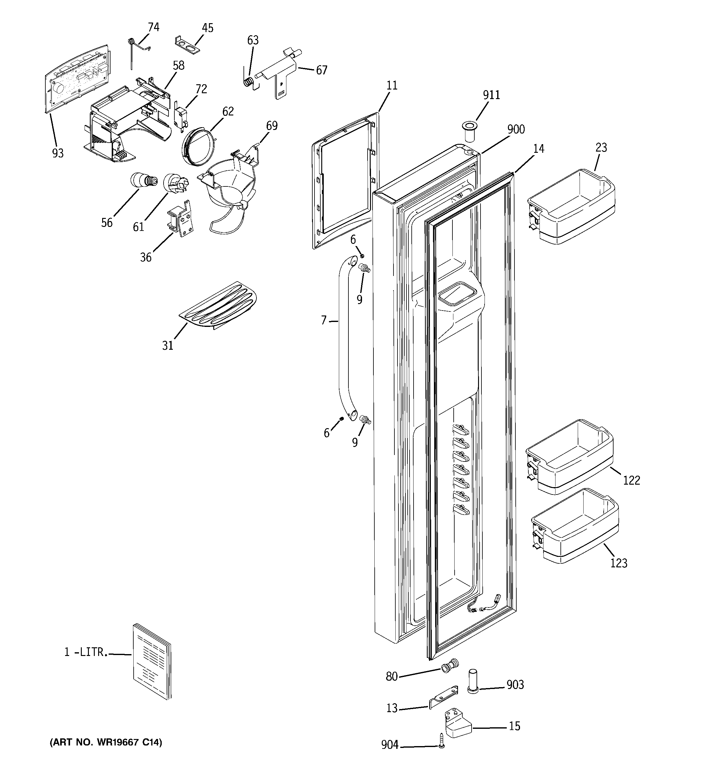 GE GSHF5MGXCEWW freezer door diagram