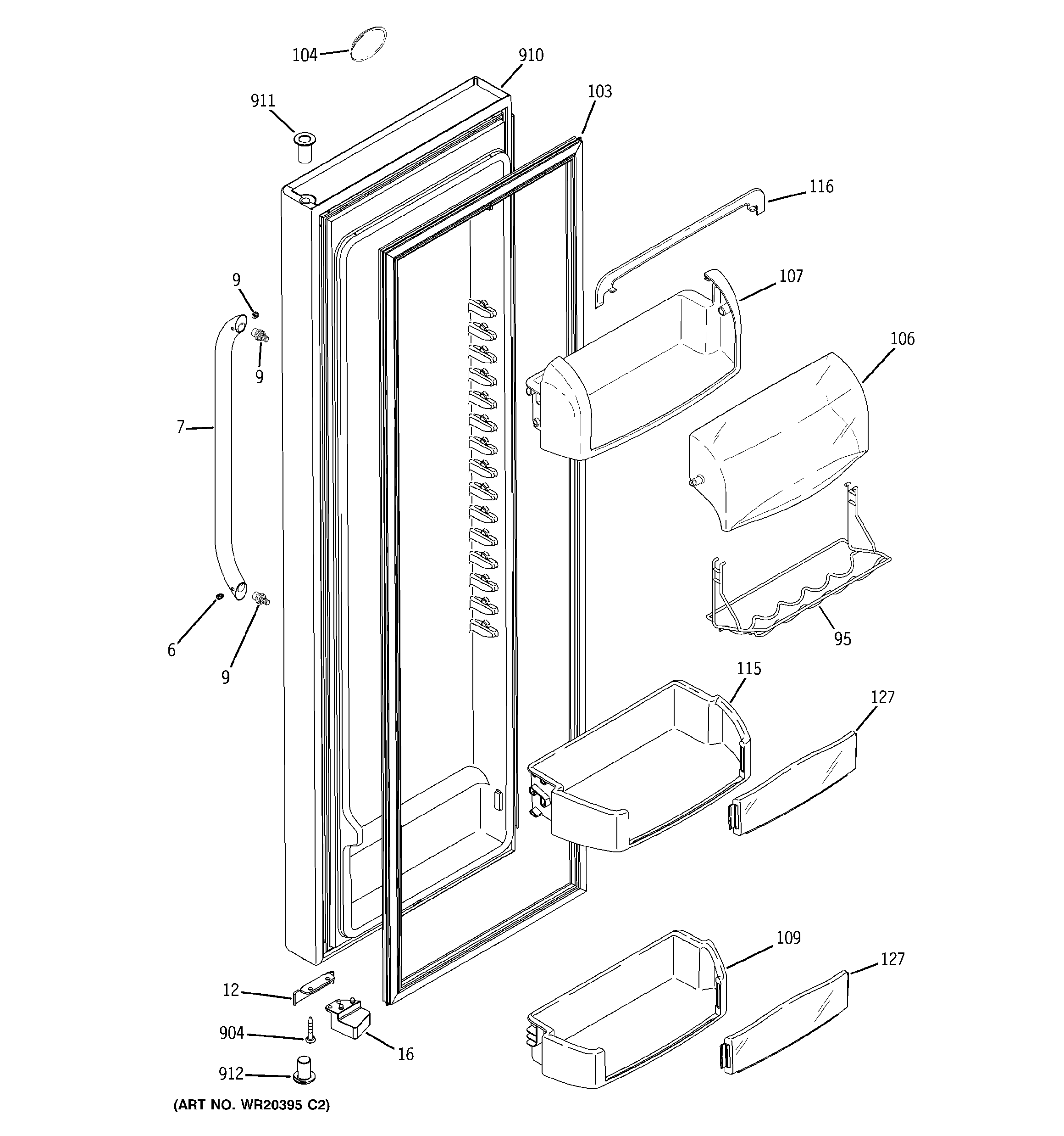 GE GSHS5PGXCESS fresh food door diagram