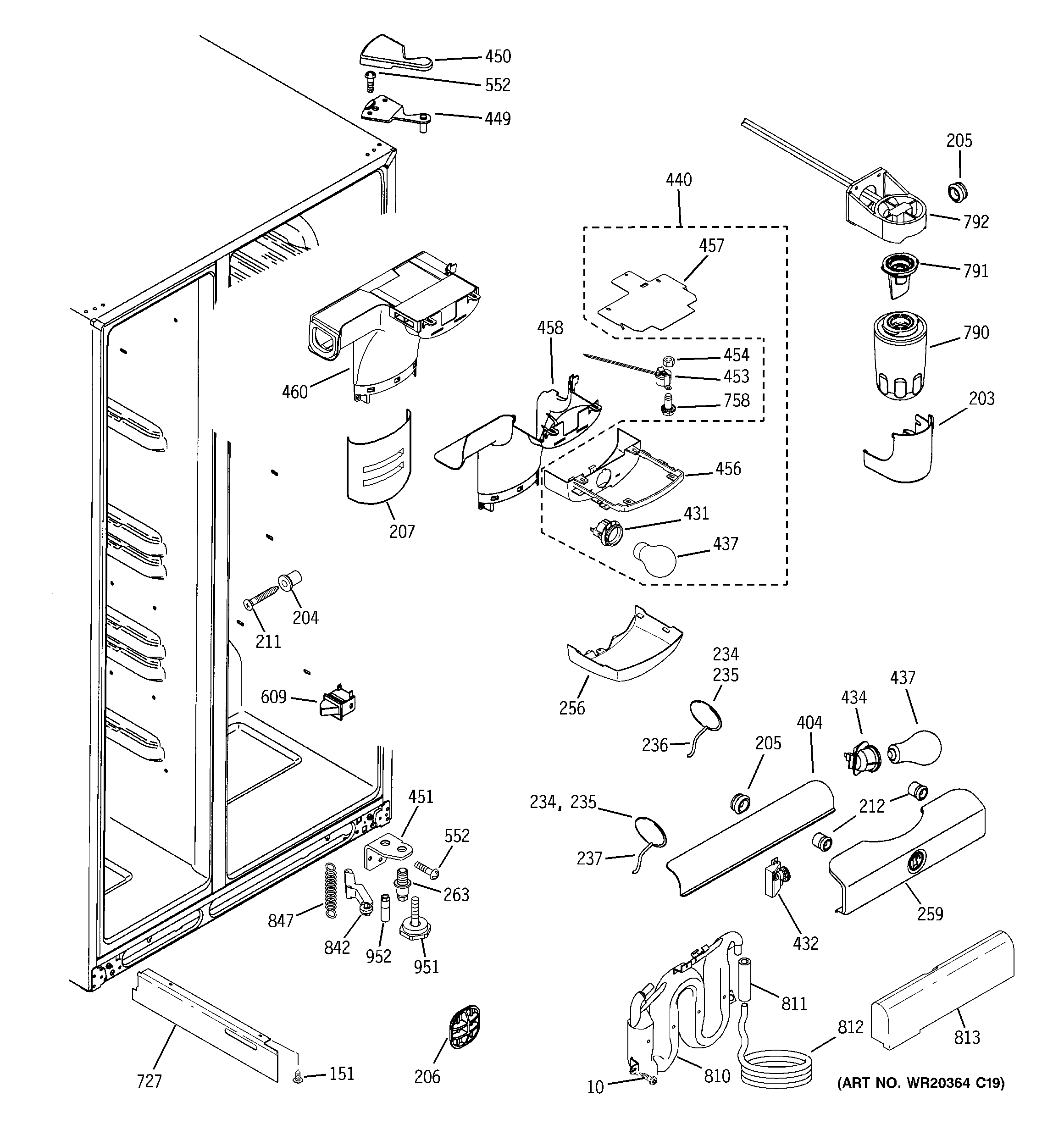 GE GSS25WSTISS fresh food section diagram