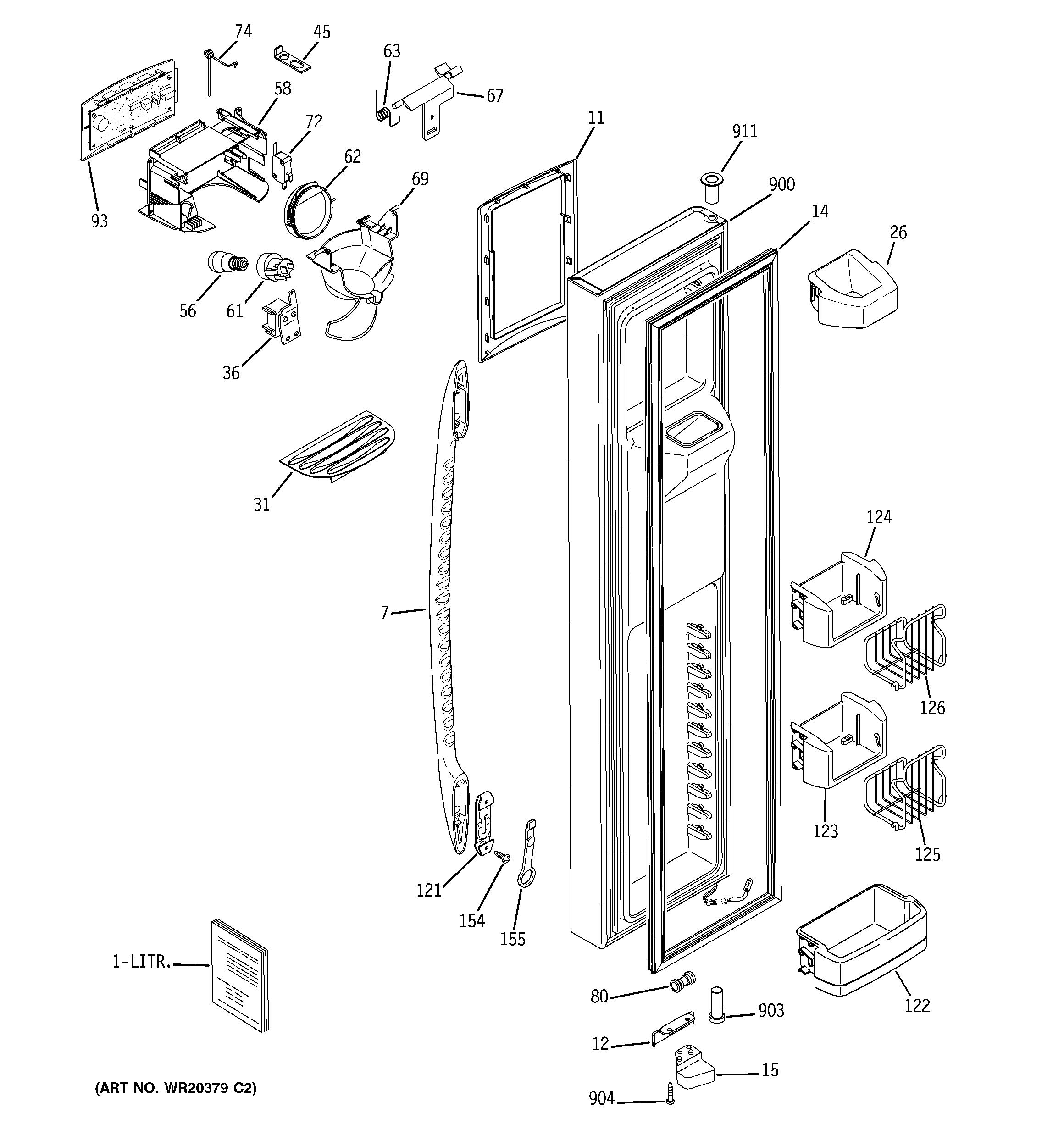 GE PSSF3RGXABB freezer door diagram