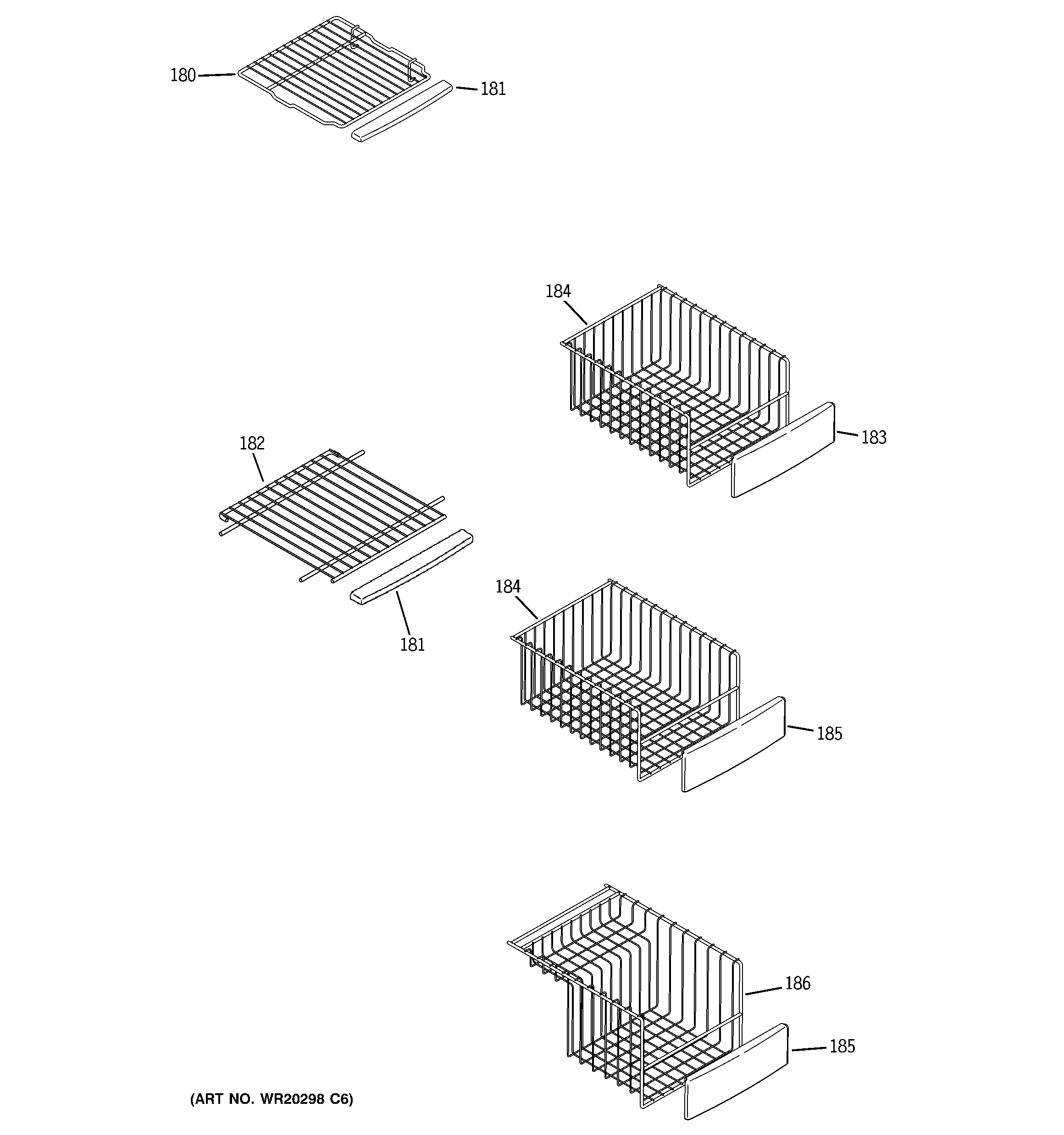 GE PSSF3RGXABB freezer shelves diagram