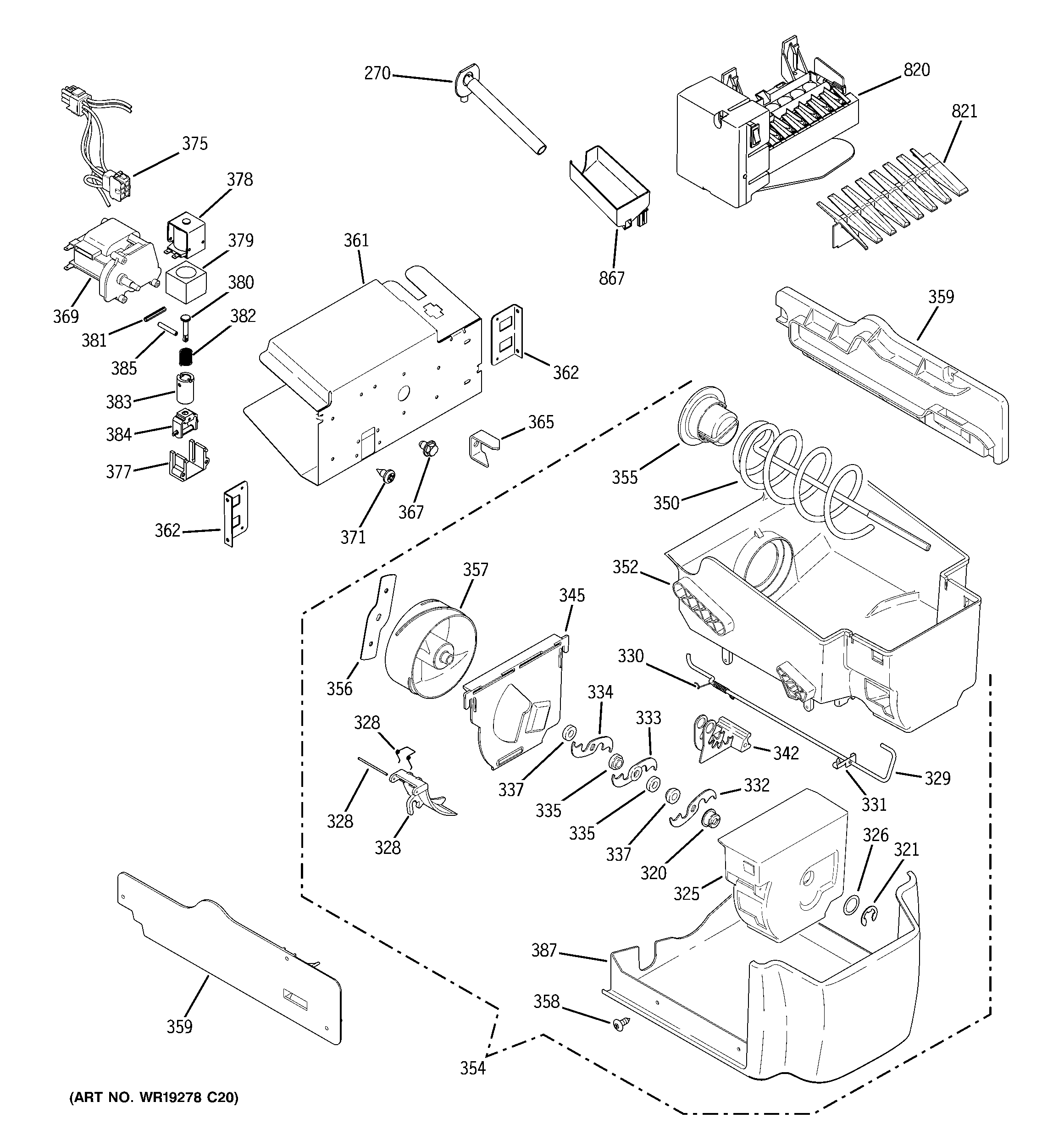GE PSSF3RGXABB ice maker & dispenser diagram
